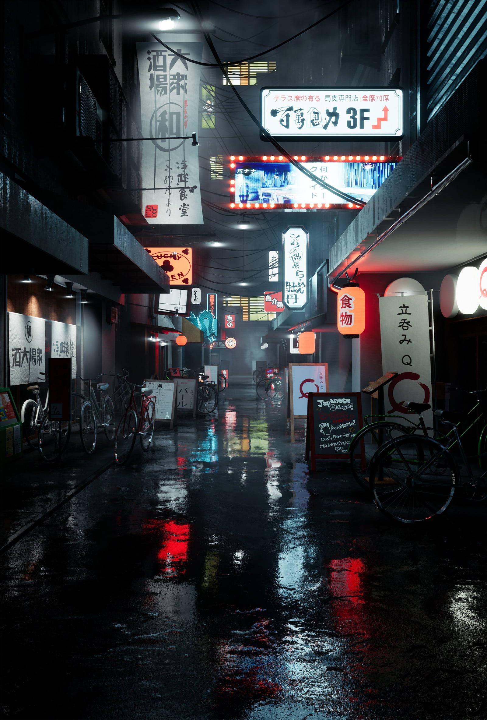 Sateinen Japani 4K Yöllä Taustakuvat