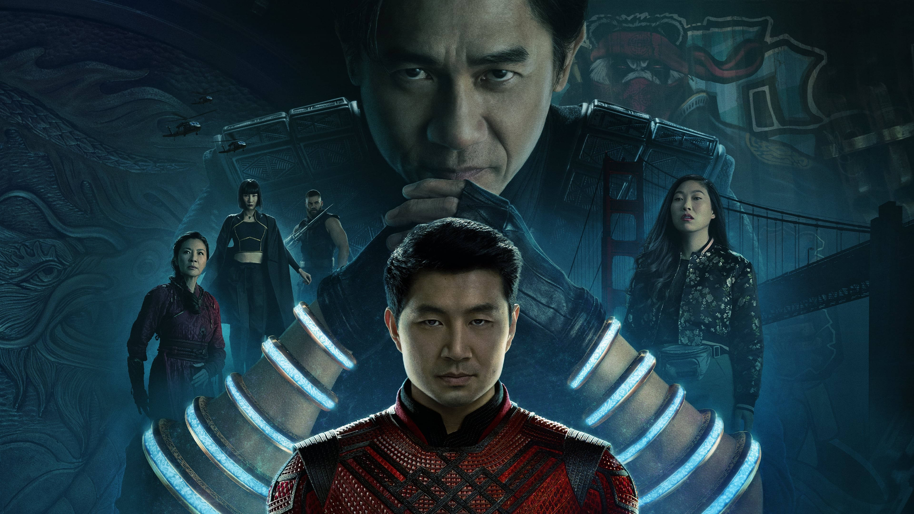 Shang Chi ja kymmenen sormuksen legenda sininen juliste Taustakuvat