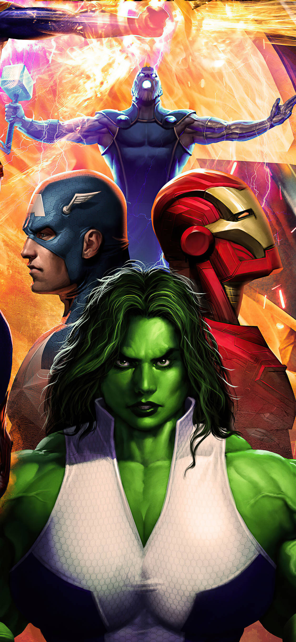 She-Hulk Marvel-sankareiden kanssa Taustakuvat