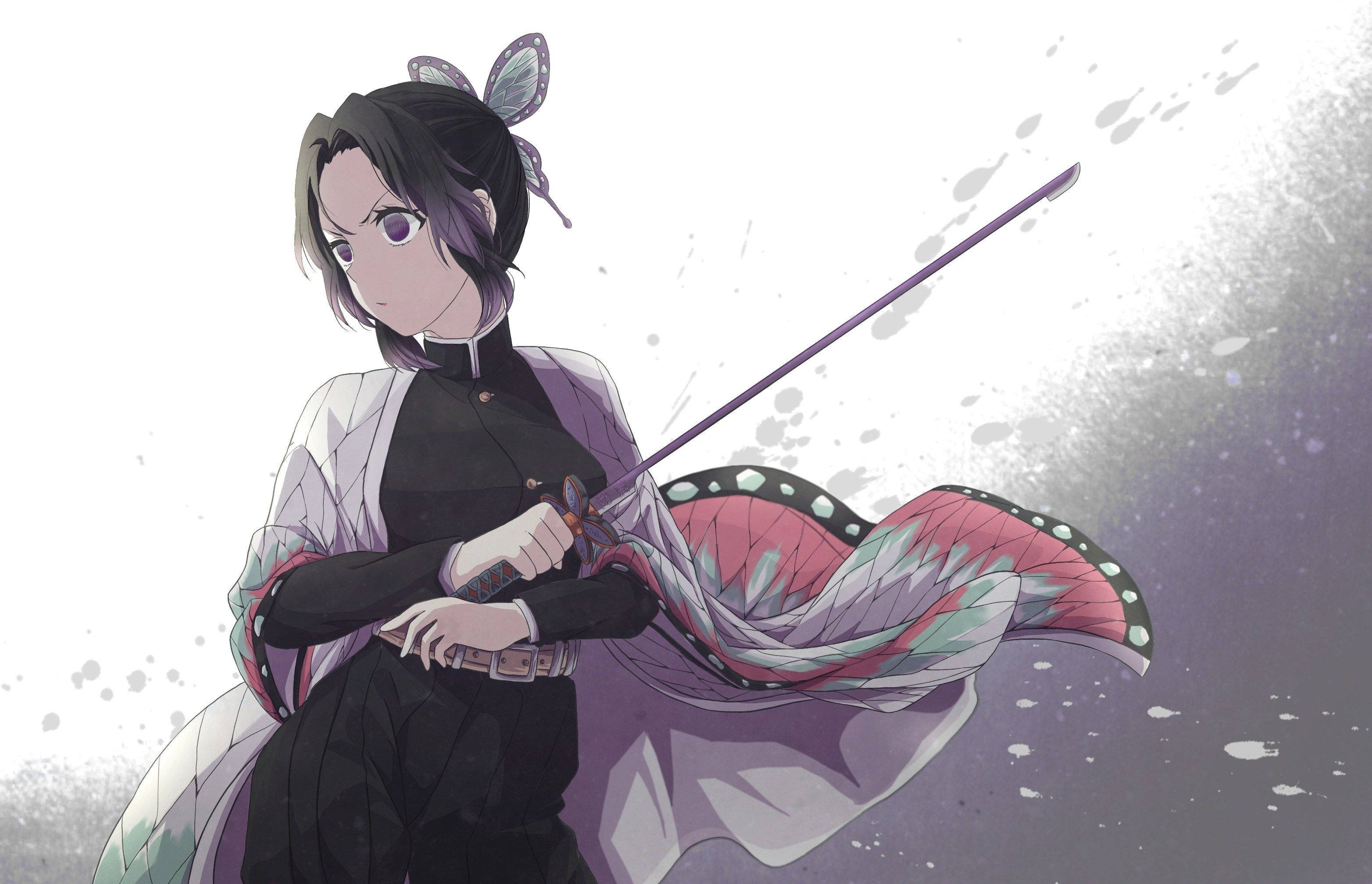 Shinobu Demon Slayerista käyttämällä rohkeasti miekkaansa Taustakuvat
