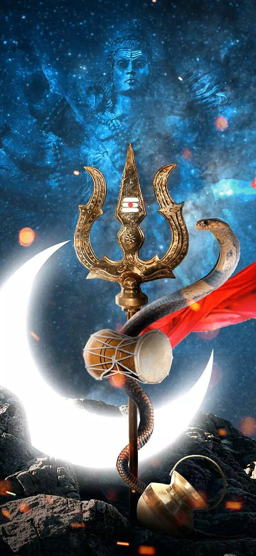 Shiva iPhone Trishula Kuun Kanssa Taustakuvat