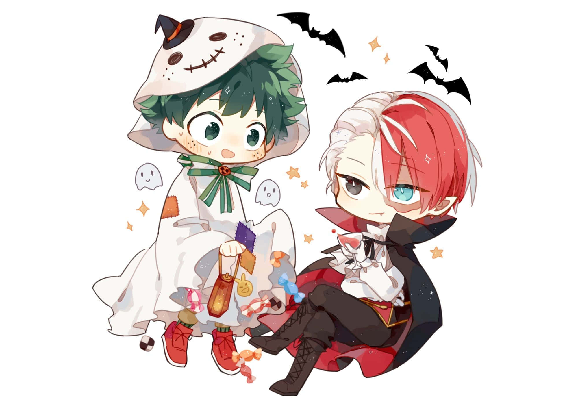 Shoto Todoroki ja Izuku Midoriya My Hero Academia Halloween Taustakuvat