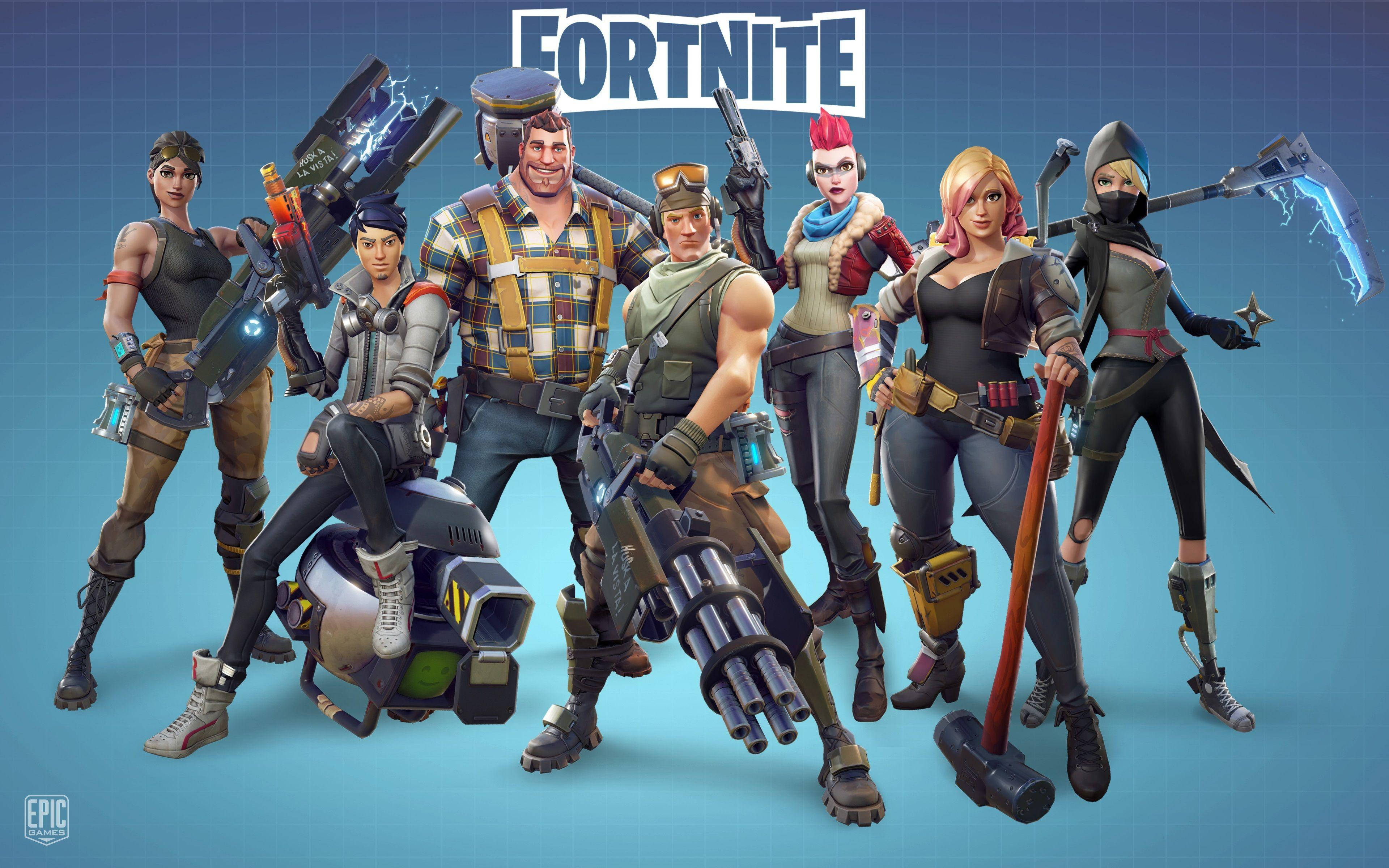 Siisti Fortnite-hahmo aseineen sininen estetiikka Taustakuvat