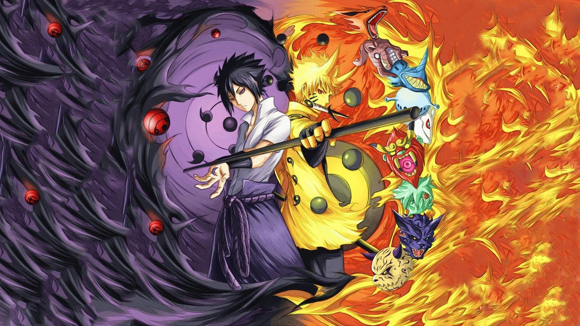 Siisti Naruto ja Sasuke -taideteos Taustakuvat