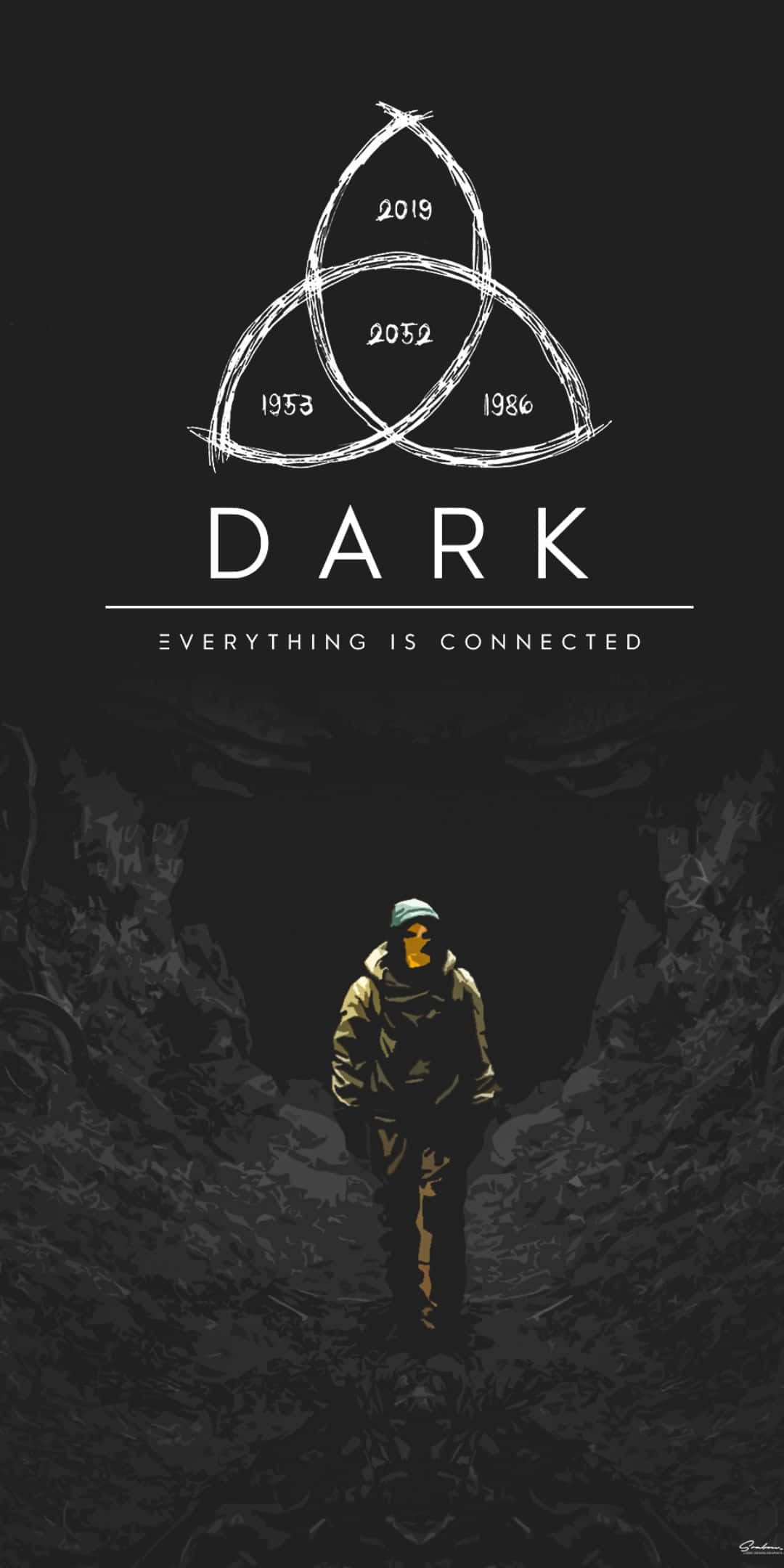 Silmukkamainen symboli Dark Netflix -alkuperäissarjasta Taustakuvat