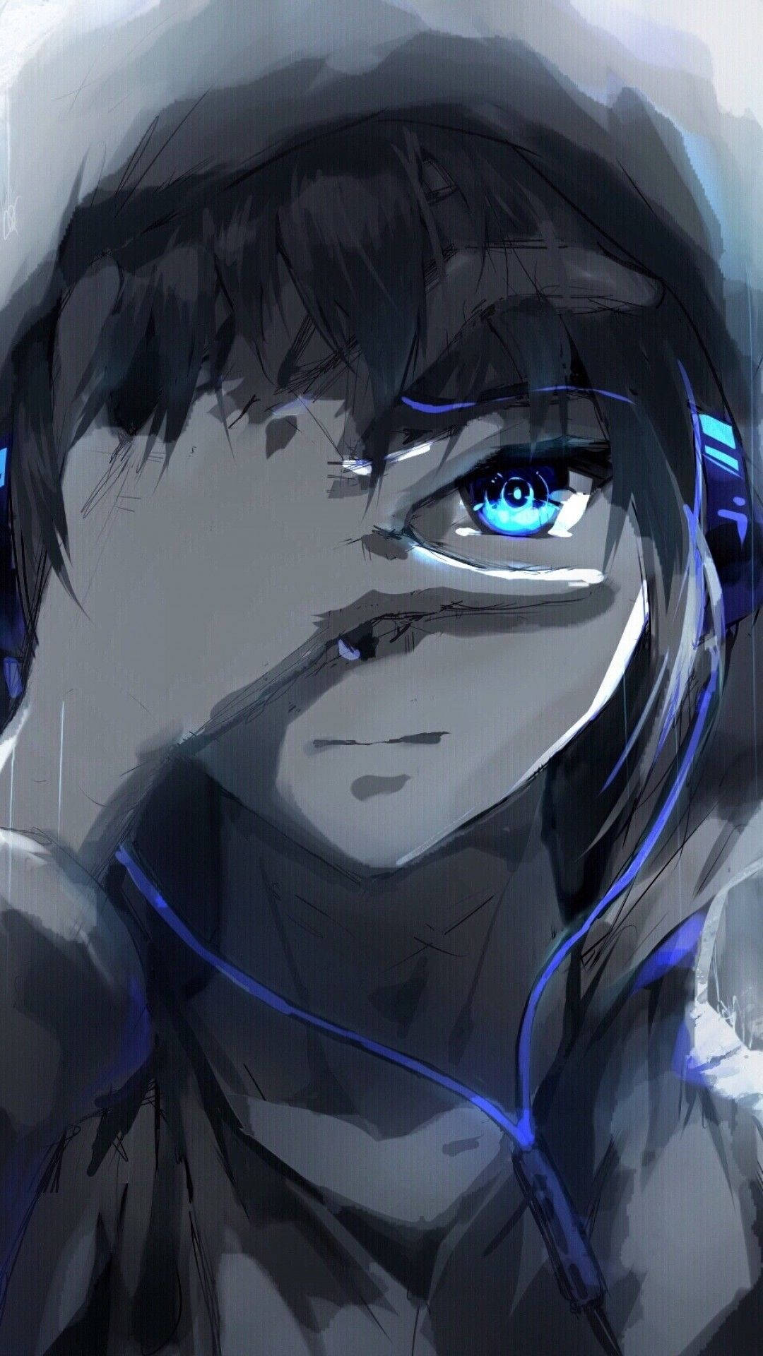 Sininen animepoika HD-taustakuva