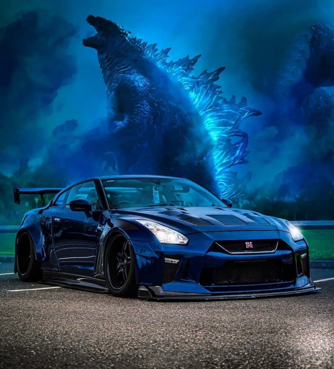 Sininen Godzilla Nissan R35 Gtr -kuva Taustakuvat