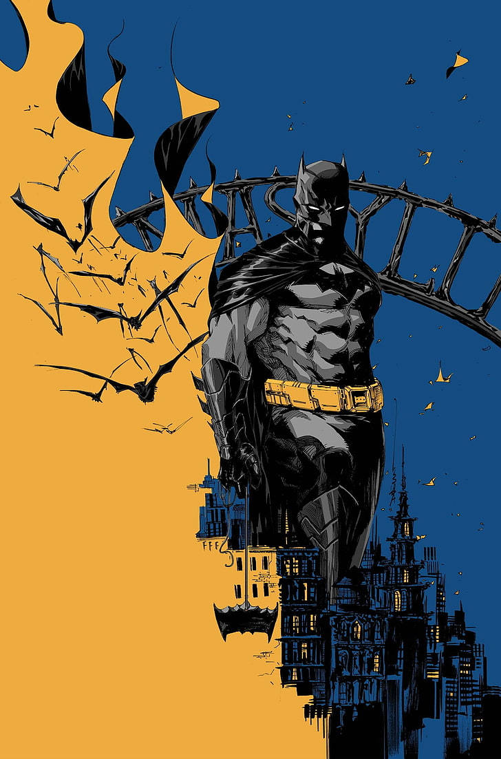 Sininen ja keltainen Batman Arkham Knight iPhone Taustakuvat