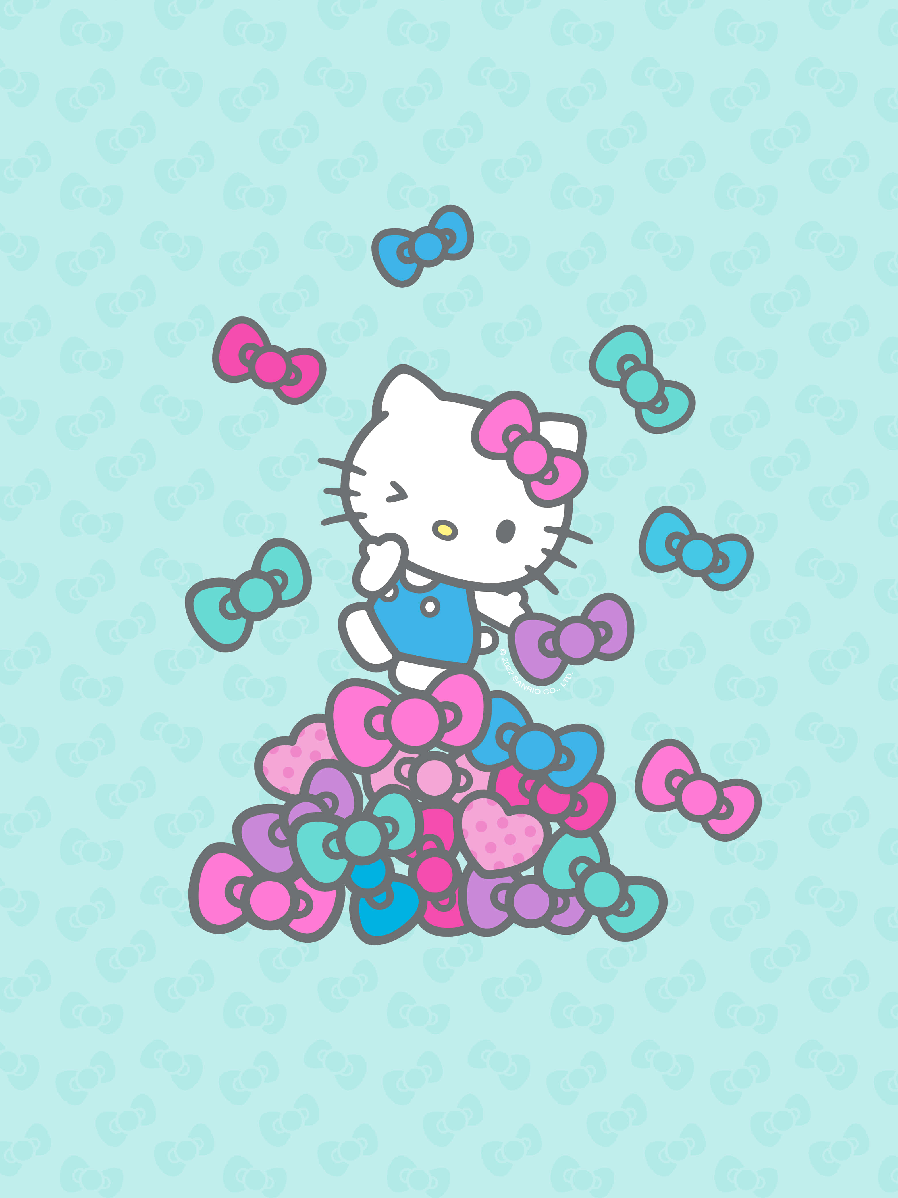 Sininen ja pinkki Hello Kitty -taustakuva Taustakuvat