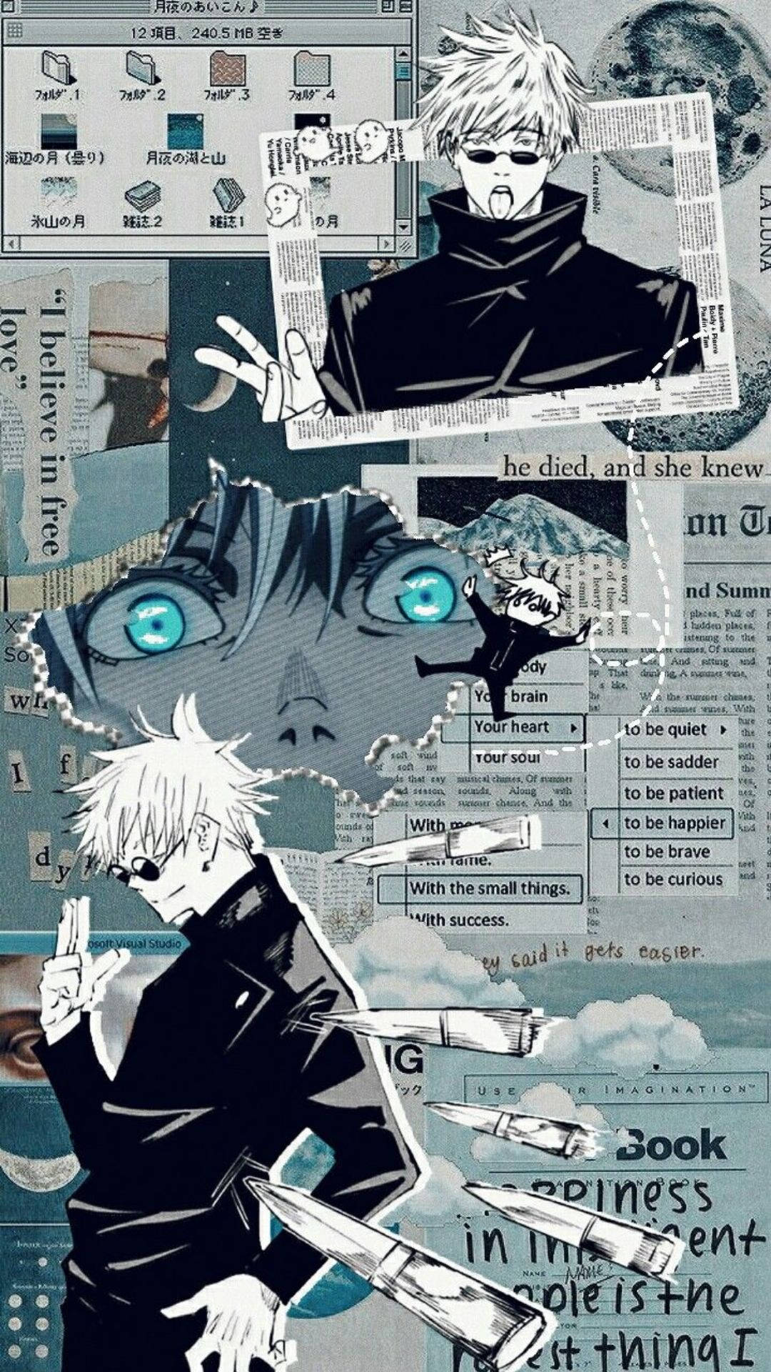 Sininen Satoru Gojo -leikekirjakollaasi Jujutsu Kaisen -puhelinta varten Taustakuvat