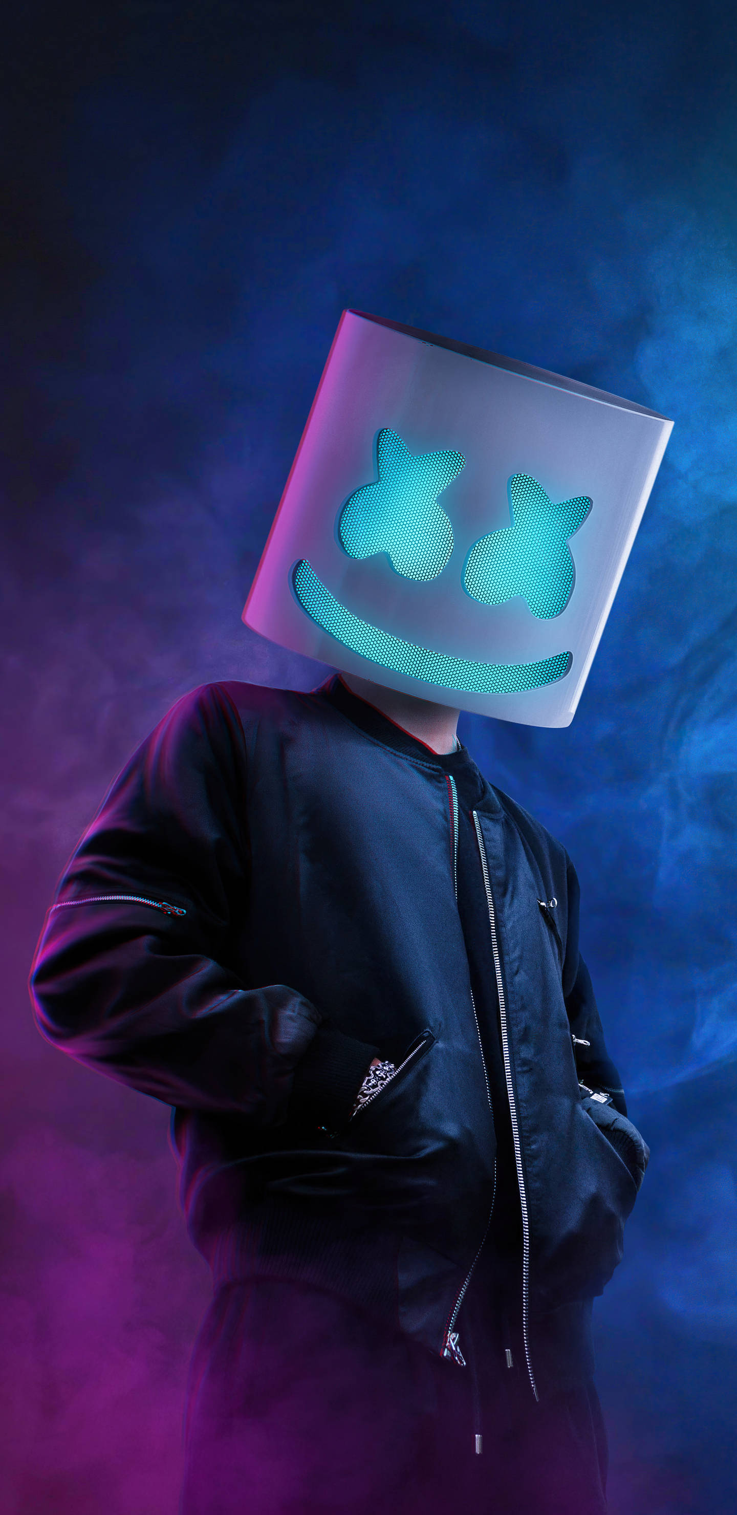 Sininen tausta Marshmello HD iPhone Taustakuvat