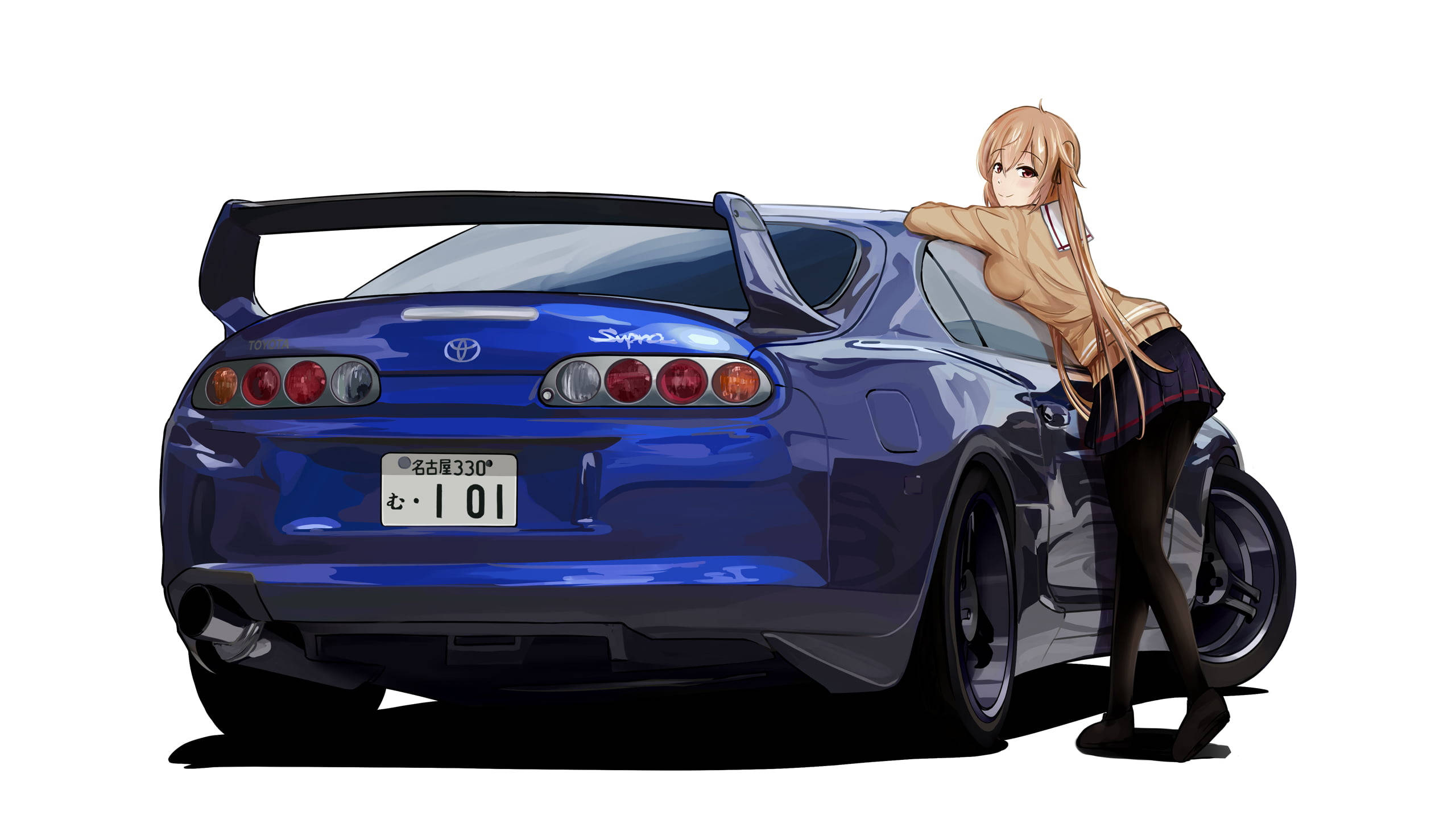 Sininen Toyota Supra -animeauto Taustakuvat
