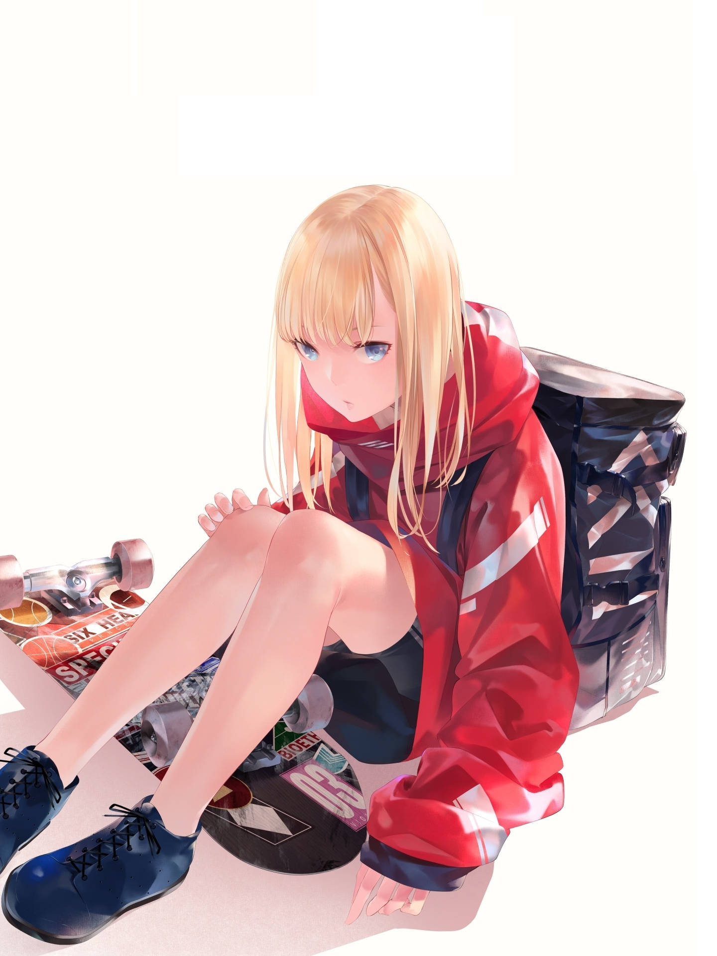 Skateboard-tyttö anime-tyyliin tyylikkäässä hupparissa Taustakuvat