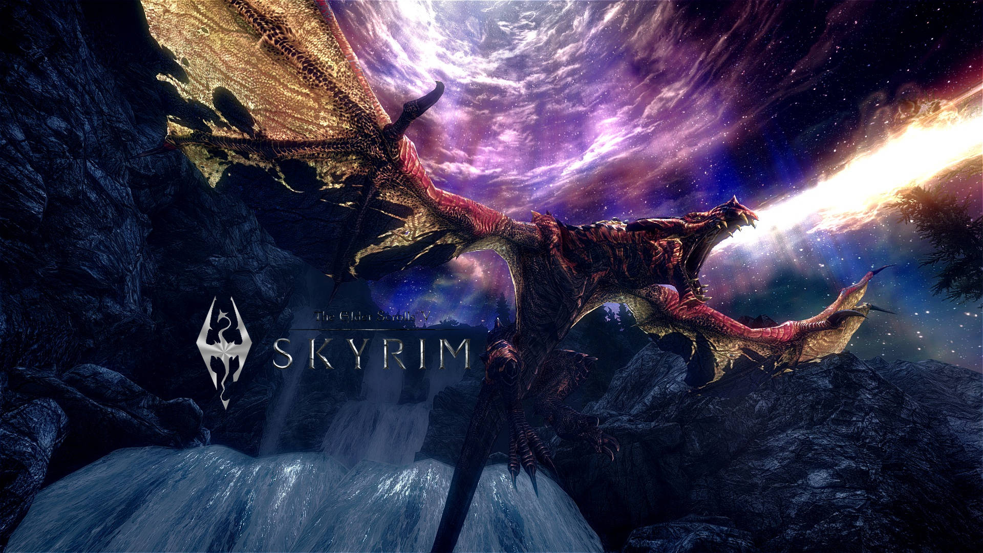 Skyrim 4K Lohikäärme syöksee tulta Taustakuvat