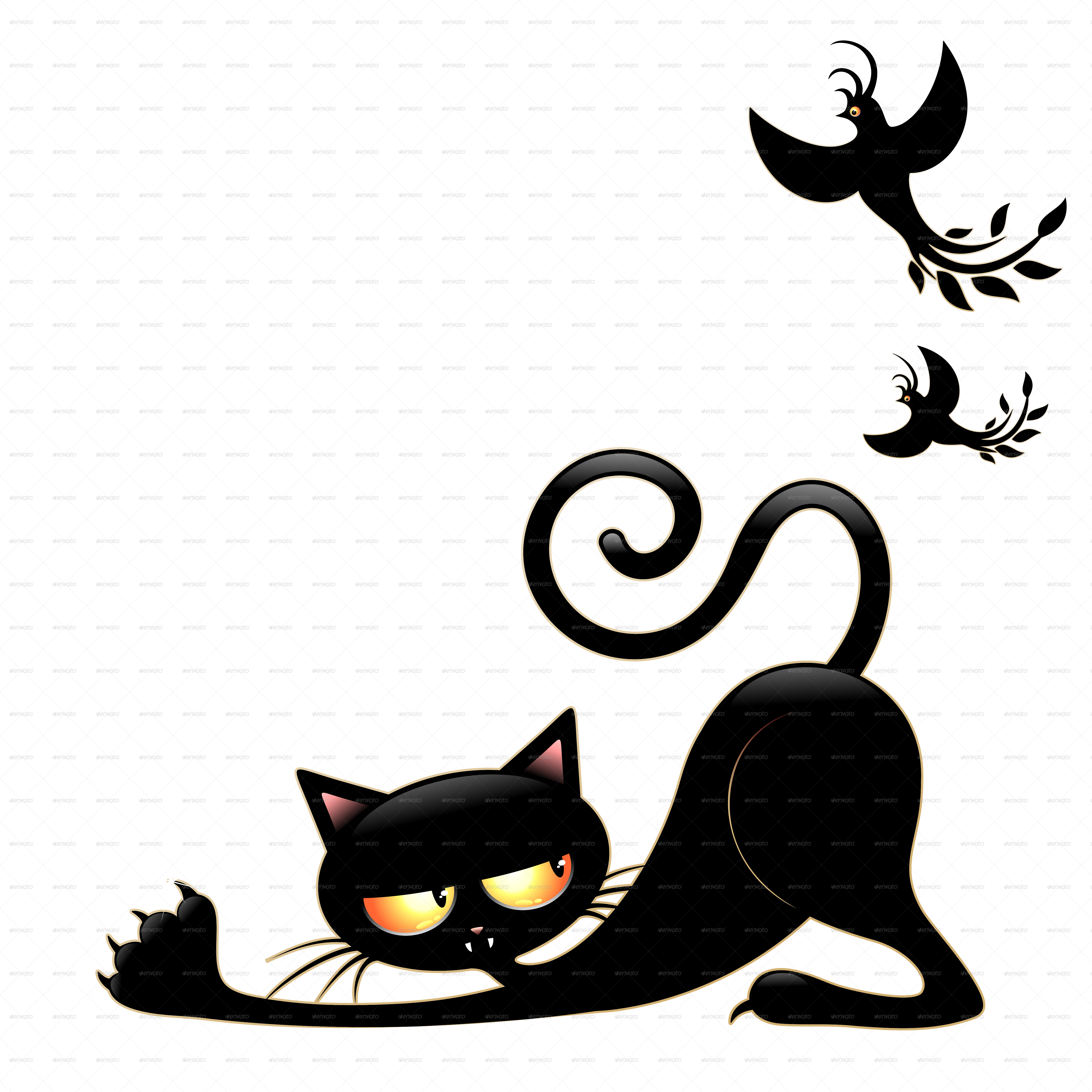 Sneaky Black Cat and Birds Taustakuvat