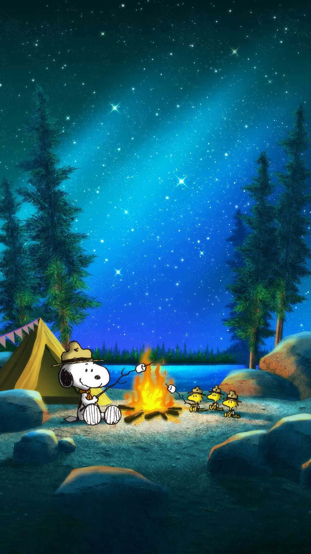 Snoopy Campfire Peanuts Joulu Taustakuvat