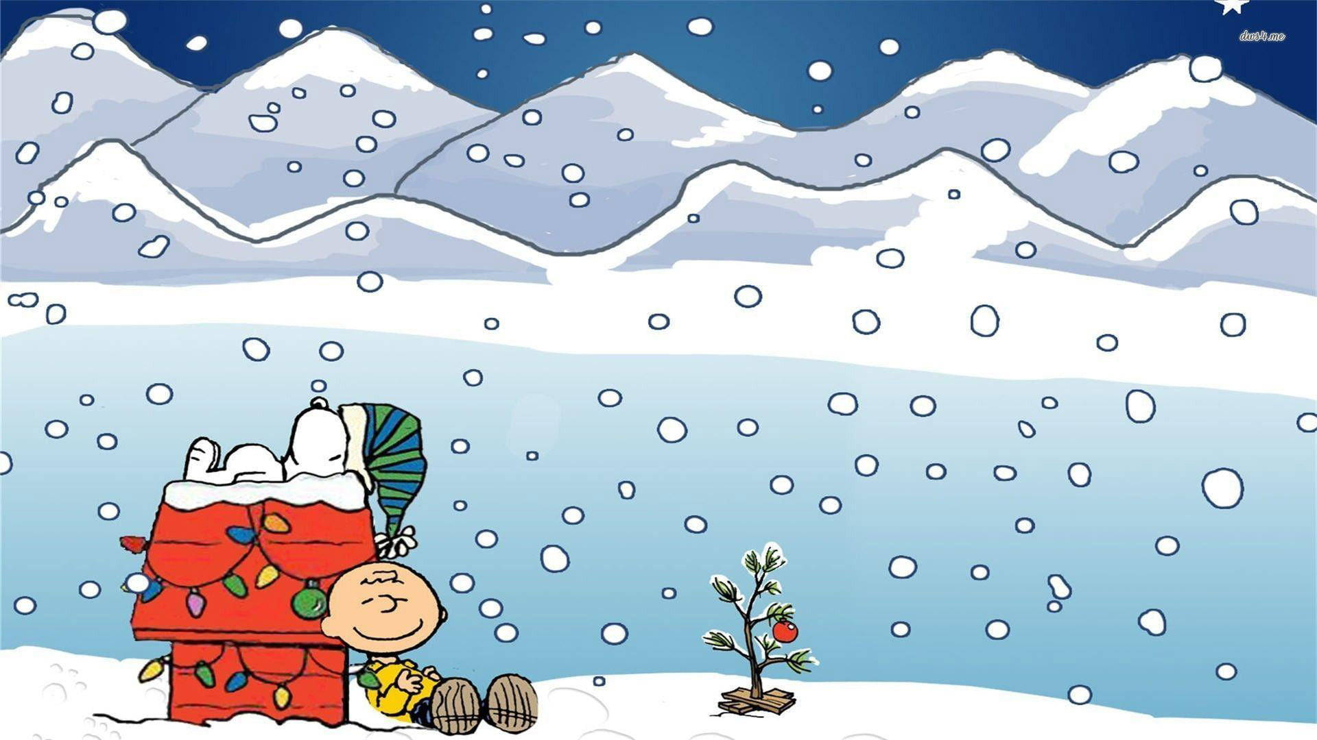 Snoopy Joulu Ulkona Lumi Taustakuvat