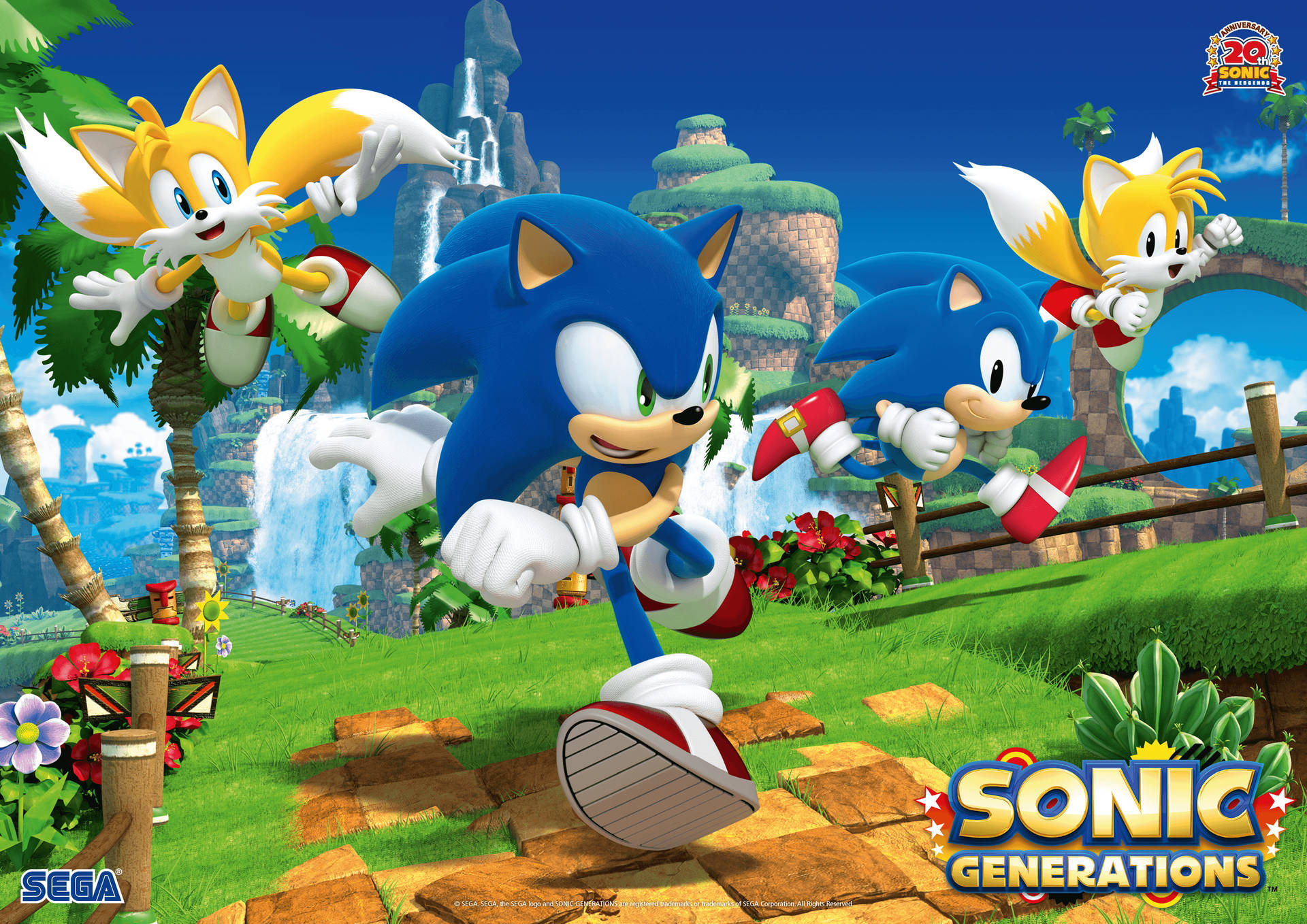 Sonicin ja Tailsin taustakuva Sonic Generations -pelistä.
