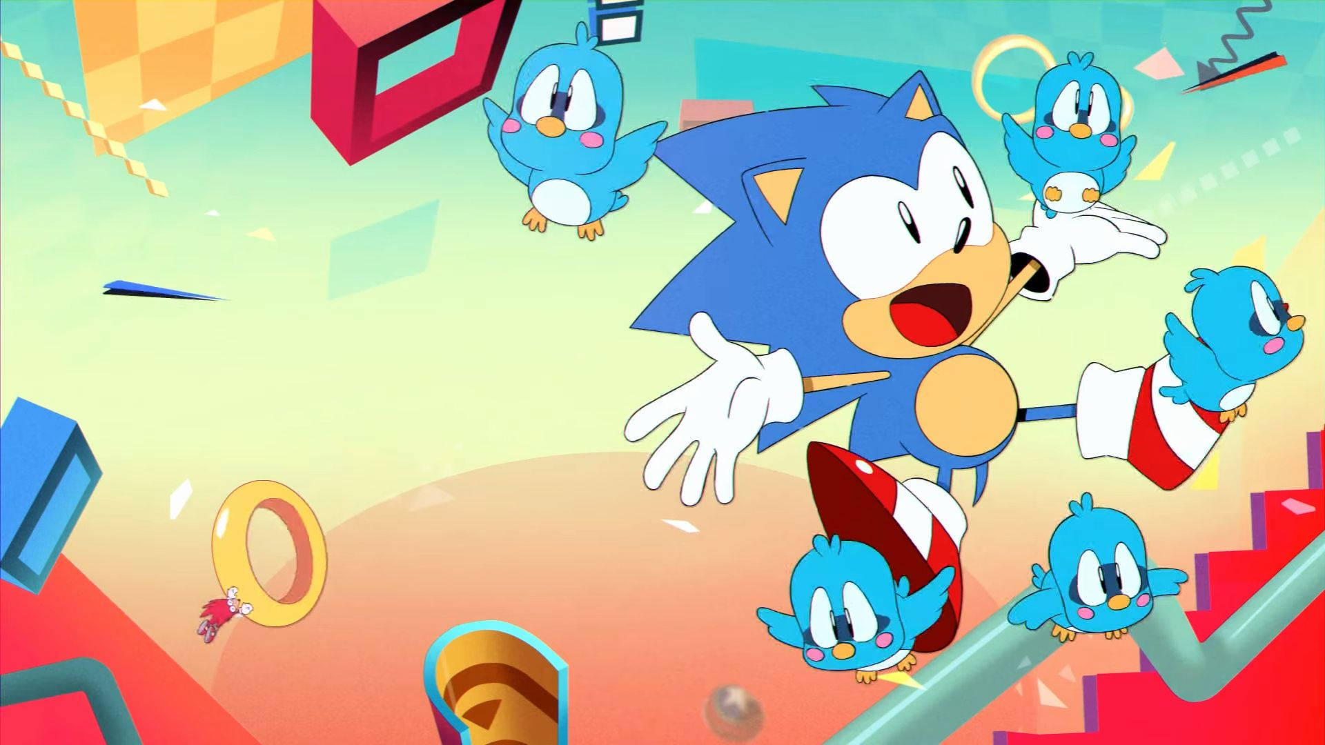 Sonic the Hedgehogin ja Flicky-lintujen taustakuva.