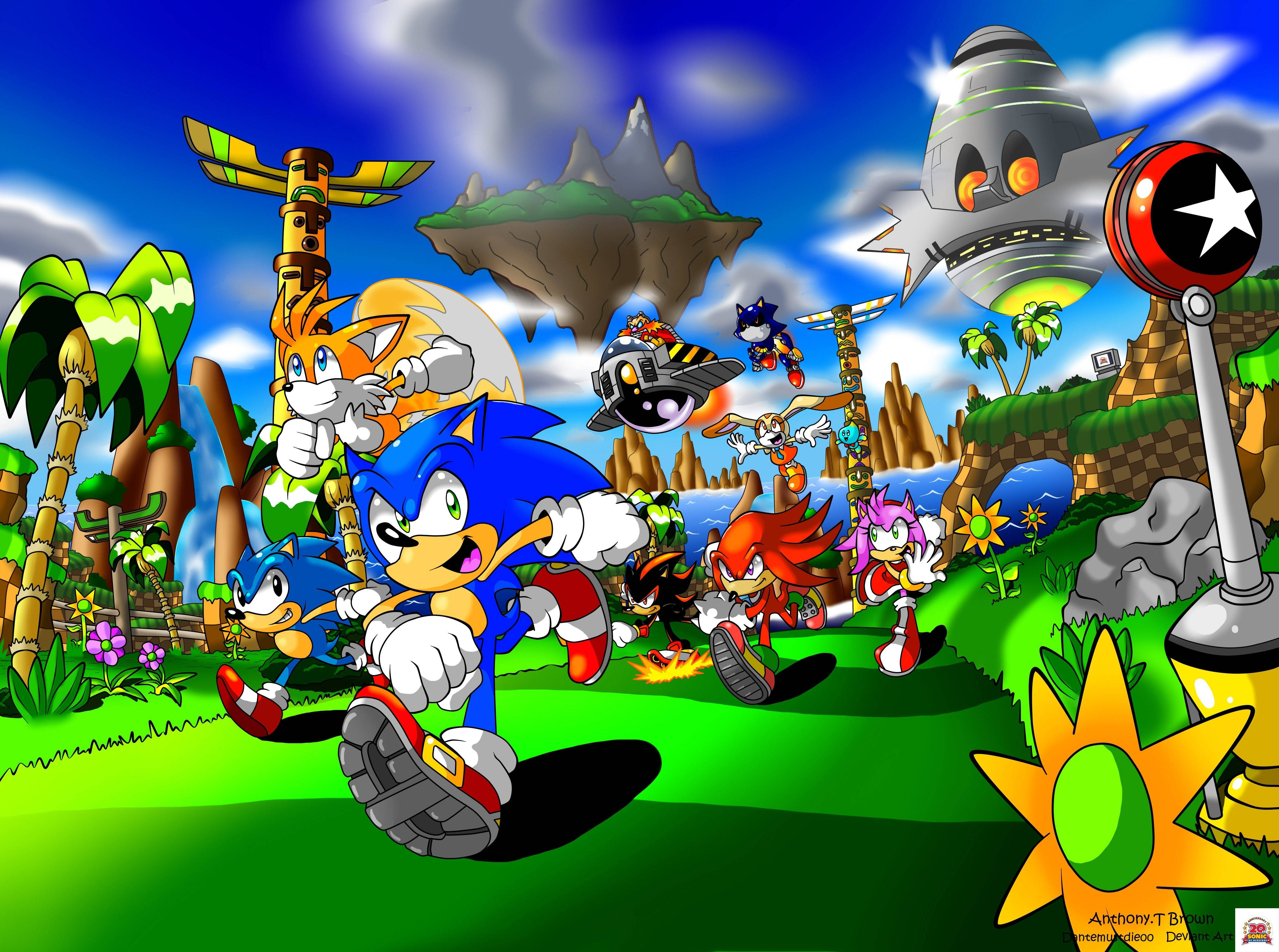 Sonic the Hedgehog juoksemassa läpi kauniin trooppisen viidakon Taustakuvat