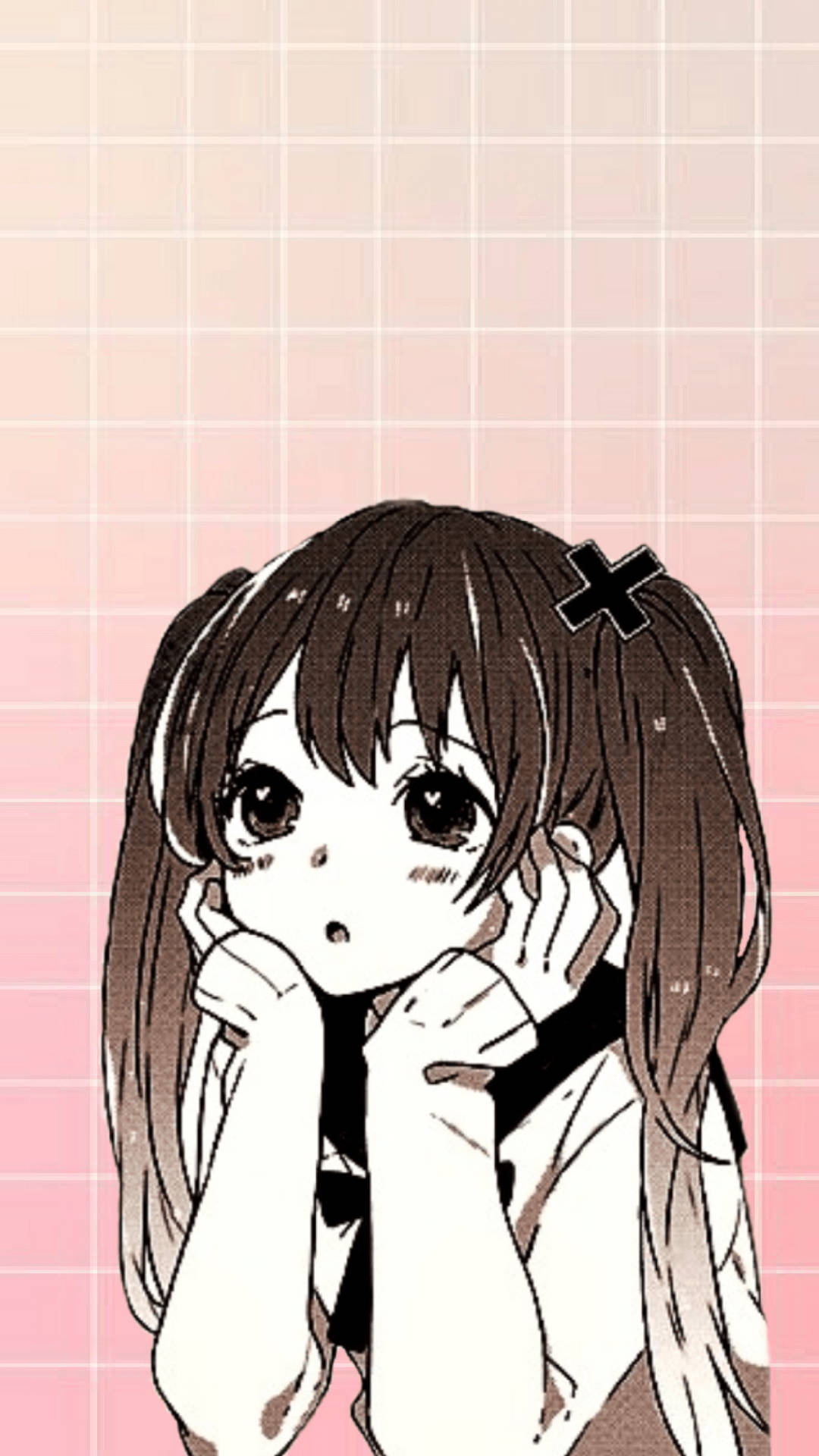 Söpö anime-tyttö kädet leualla Taustakuvat