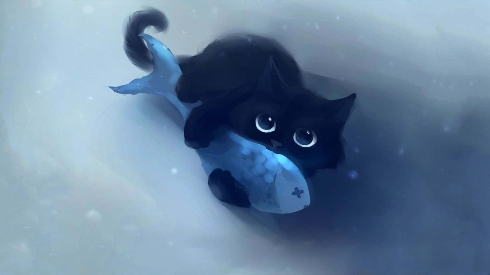 Söpö animekissa halaa kalaa Taustakuvat