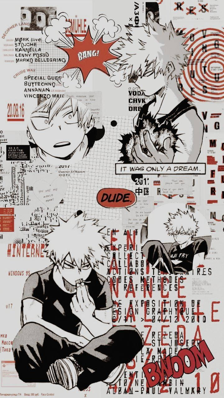 Söpö Bakugo-kollaasi valkoinen Taustakuvat