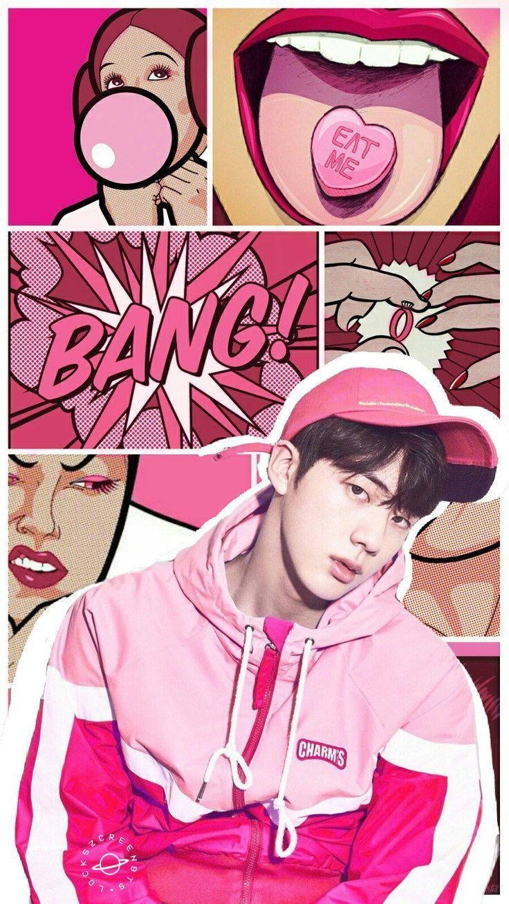 Söpö BTS Jin vaaleanpunainen edit Taustakuvat