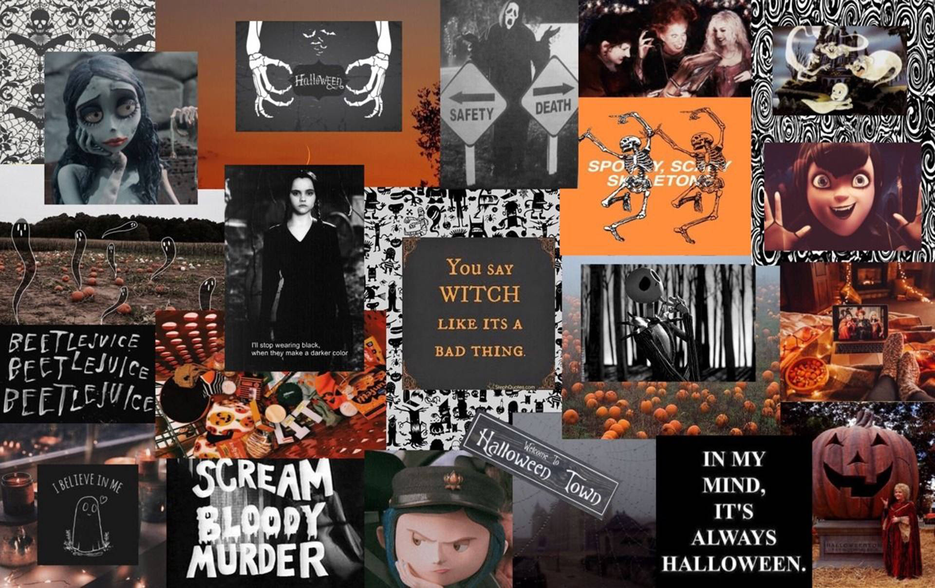 Söpö esteettinen Halloween-kollaasi Taustakuvat