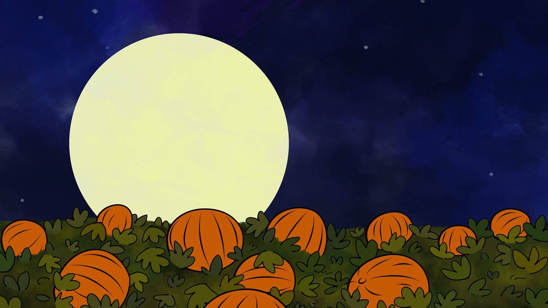 Söpö esteettinen Halloween-kurpitsat ja kuu Taustakuvat