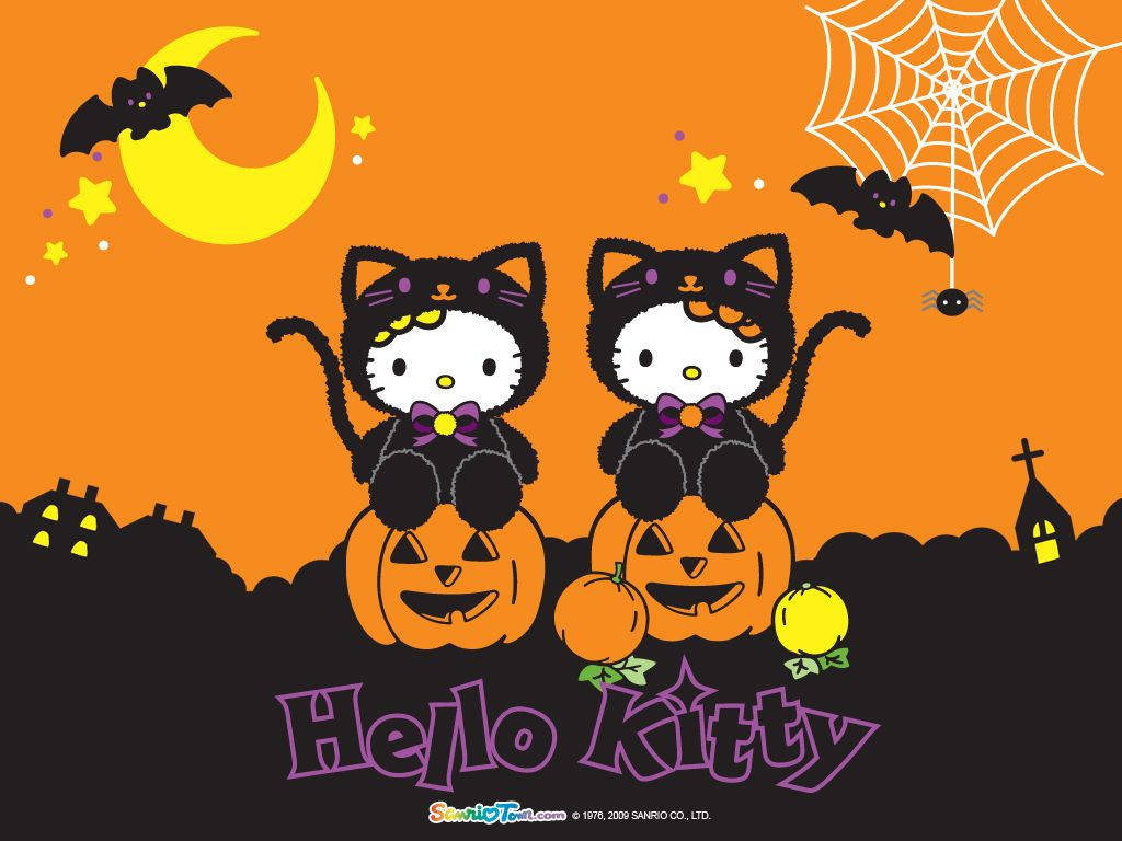 Söpö Halloween Kaksi Hello Kitty Taustakuvat