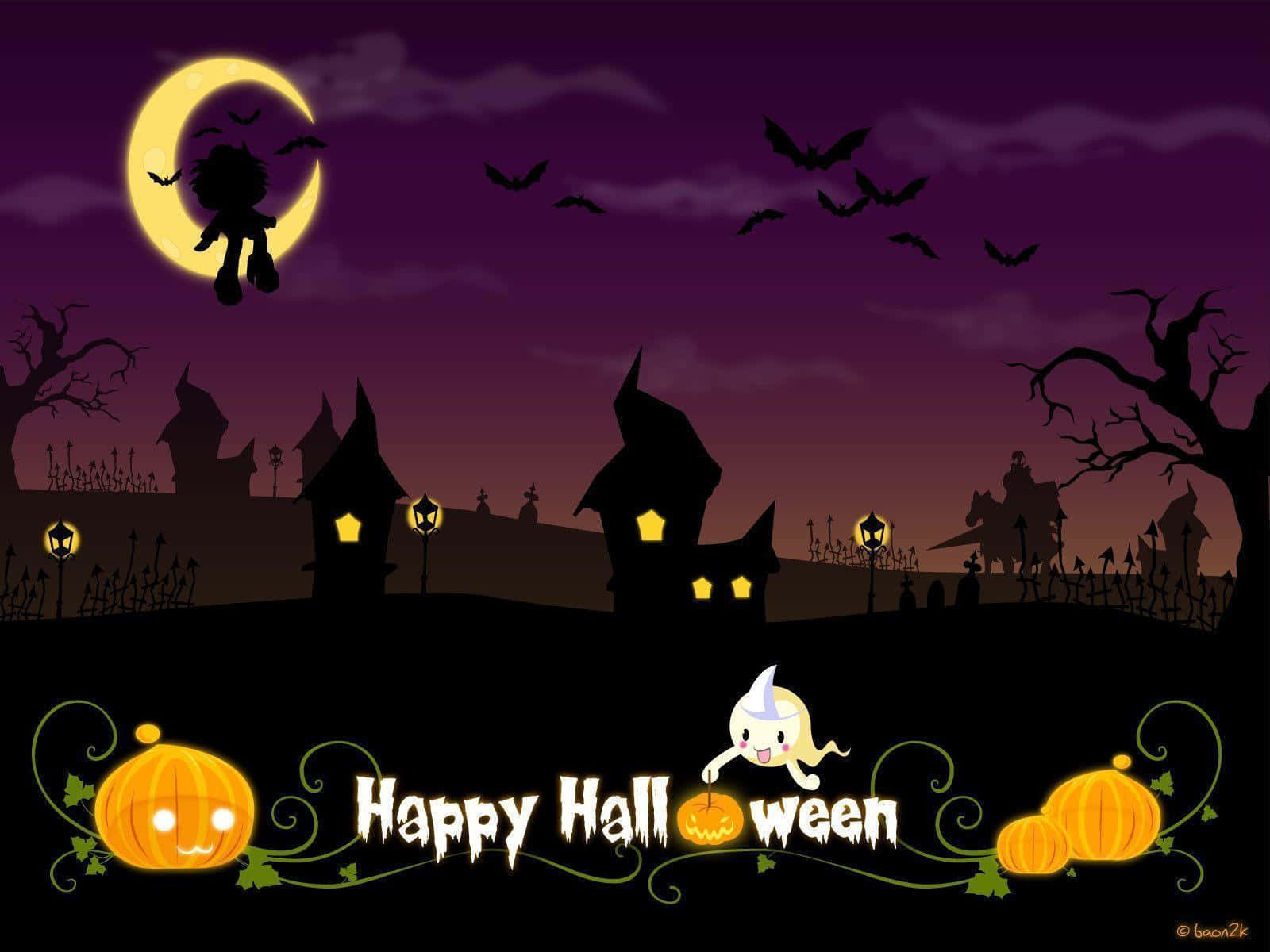 Söpö Halloween-kohtaus pienille kummituksille Taustakuvat