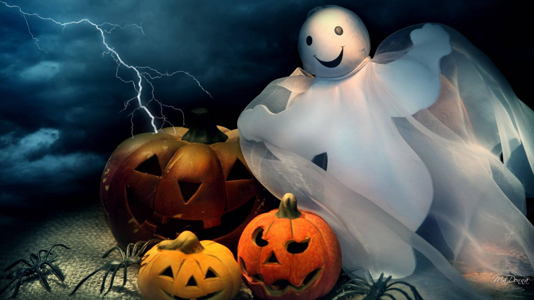 Söpö Halloween valkoinen haamu Taustakuvat
