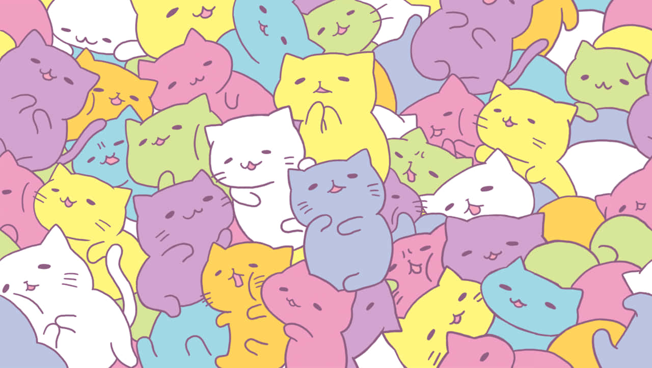 Söpö kasa kawaii-kissoja Taustakuvat