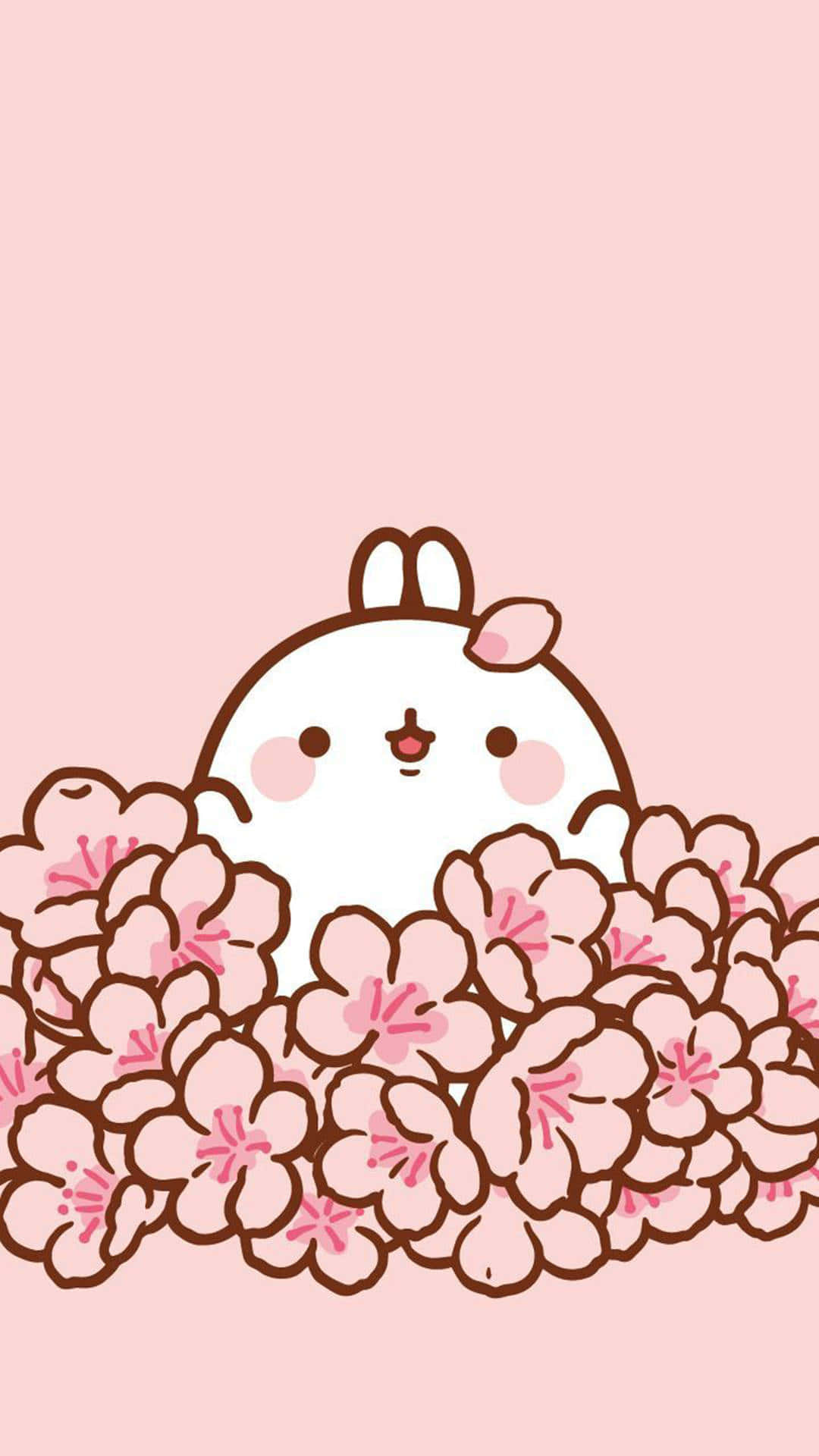 Söpö Kawaii Molang Kukkien Kanssa Taustakuvat
