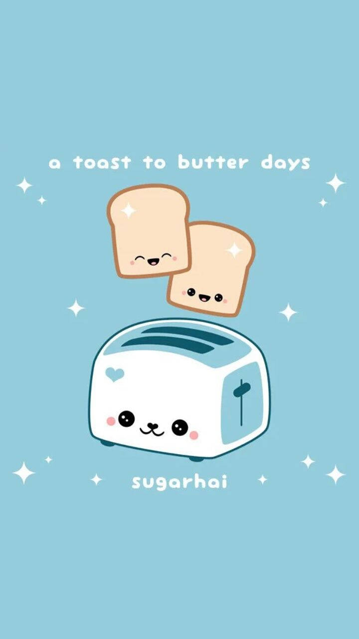 Söpö läpinäkyvä kawaii-leivänpaahdin esteettinen puhelin Taustakuvat