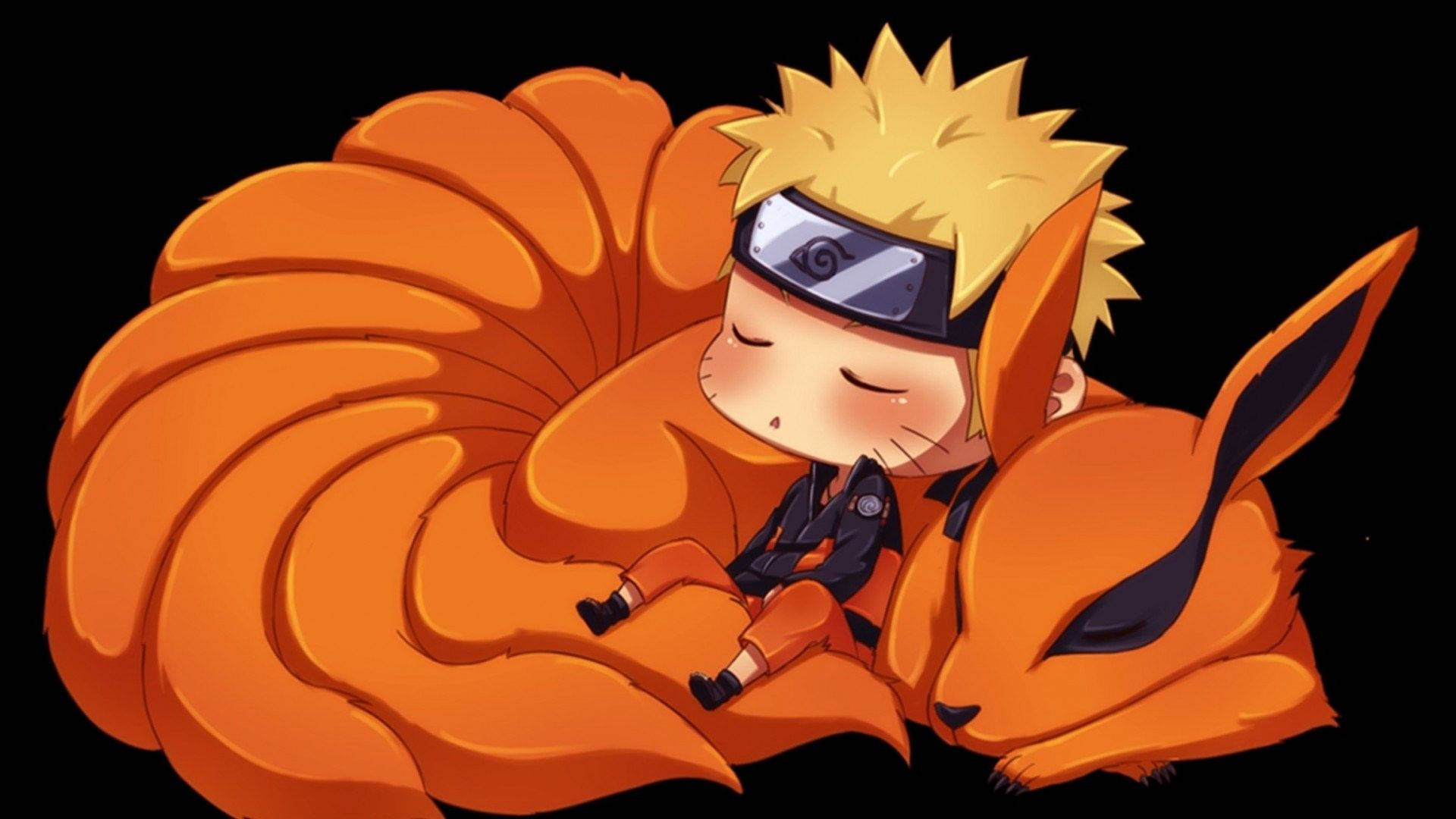 Söpö nukkuva Naruto ja Kurama Taustakuvat