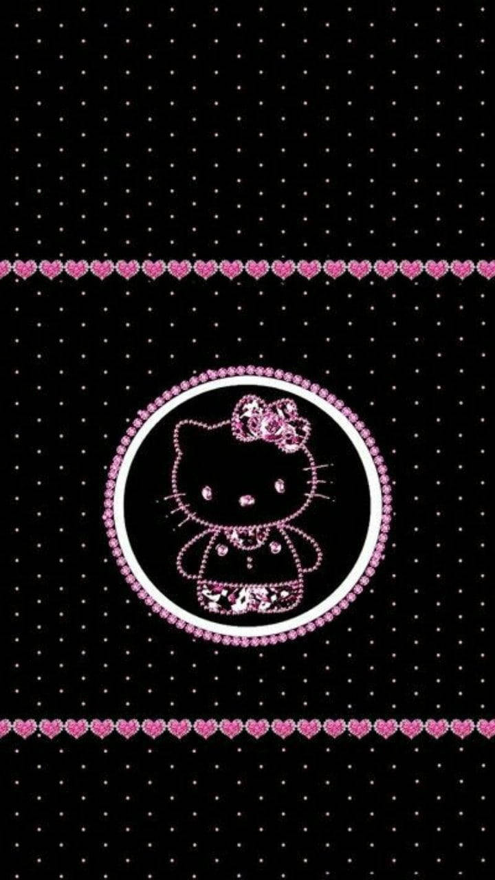 Söpö pilkullinen musta Hello Kitty Taustakuvat