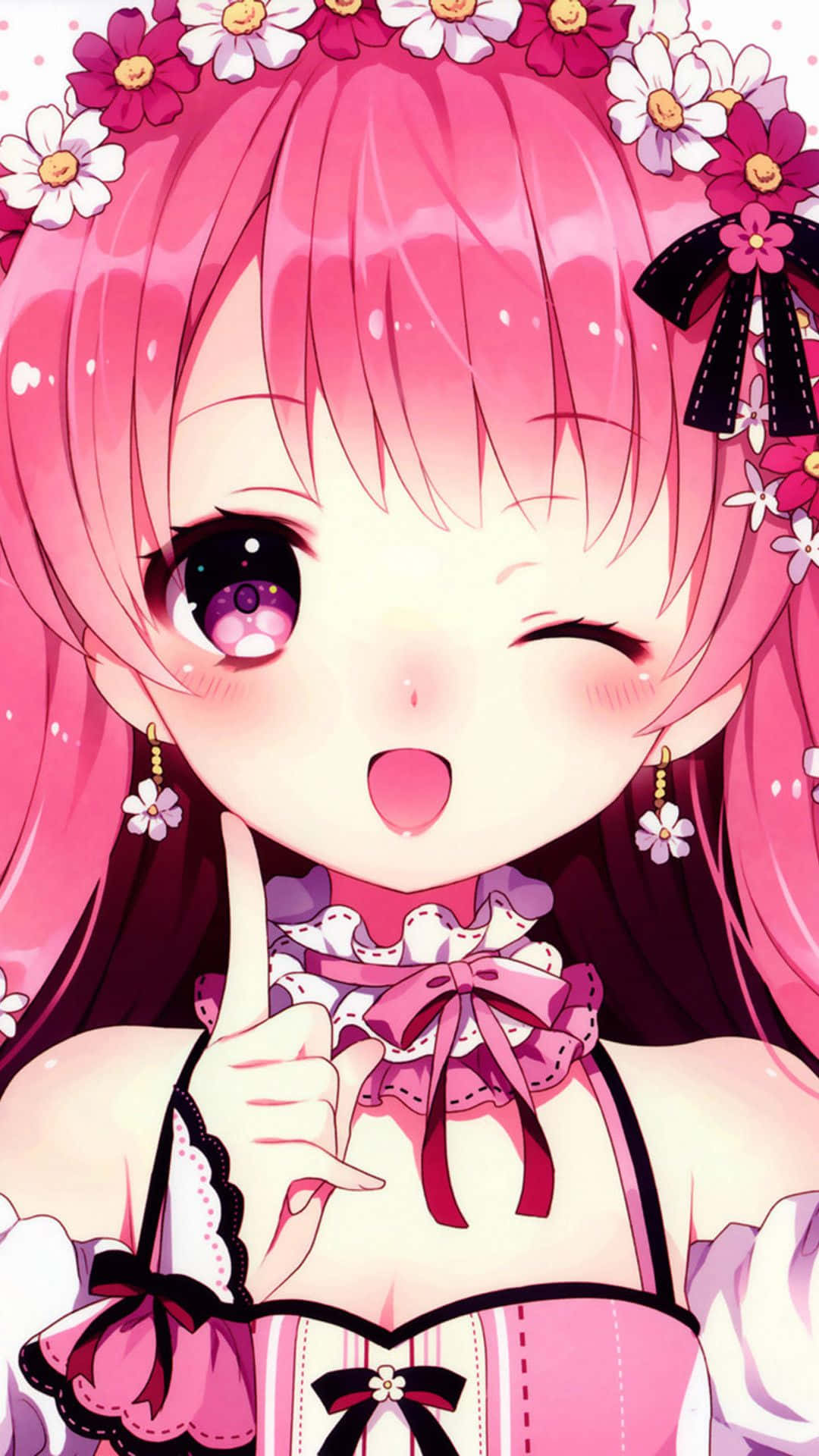 Söpö pinkki anime-tyttö kuva Taustakuvat