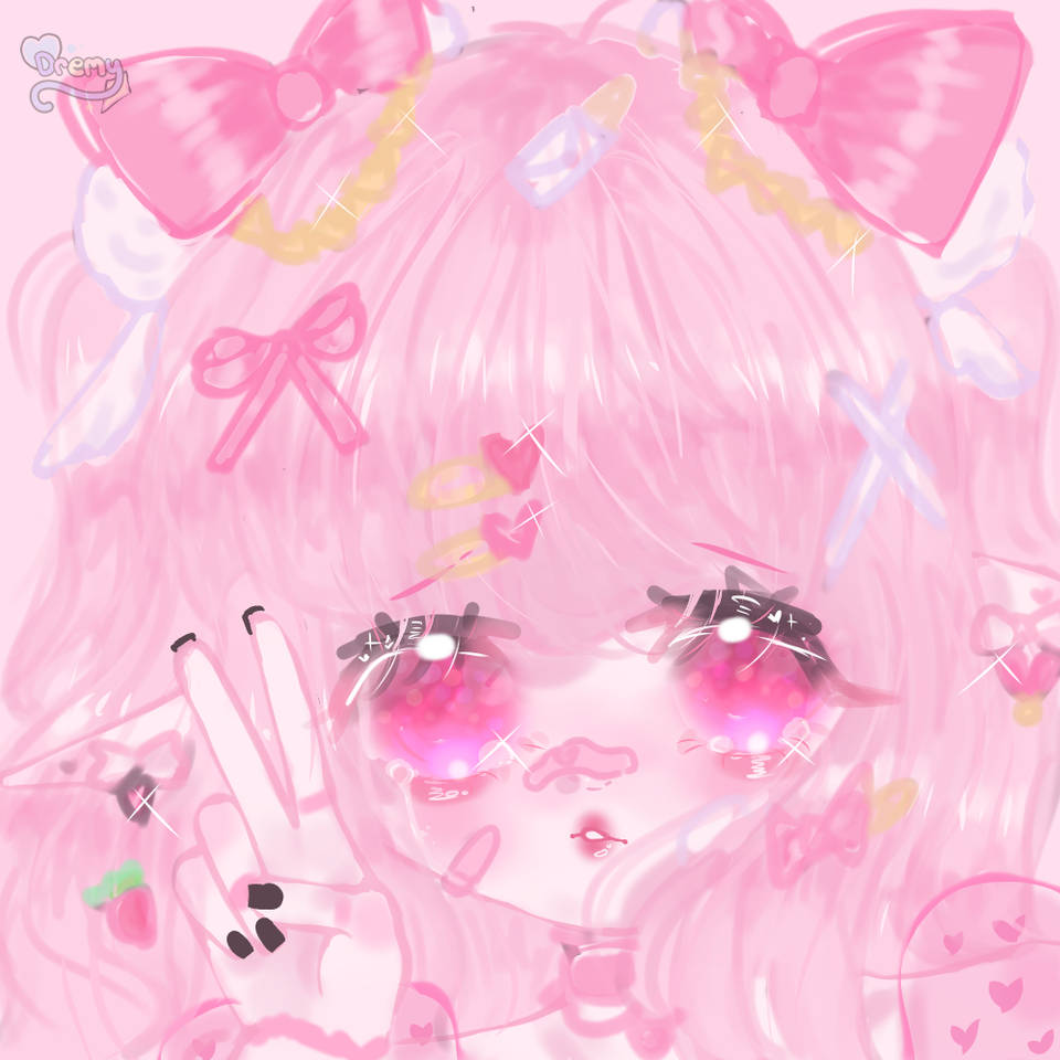 Söpö pinkki anime-tyttö profiilikuvaksi Taustakuvat