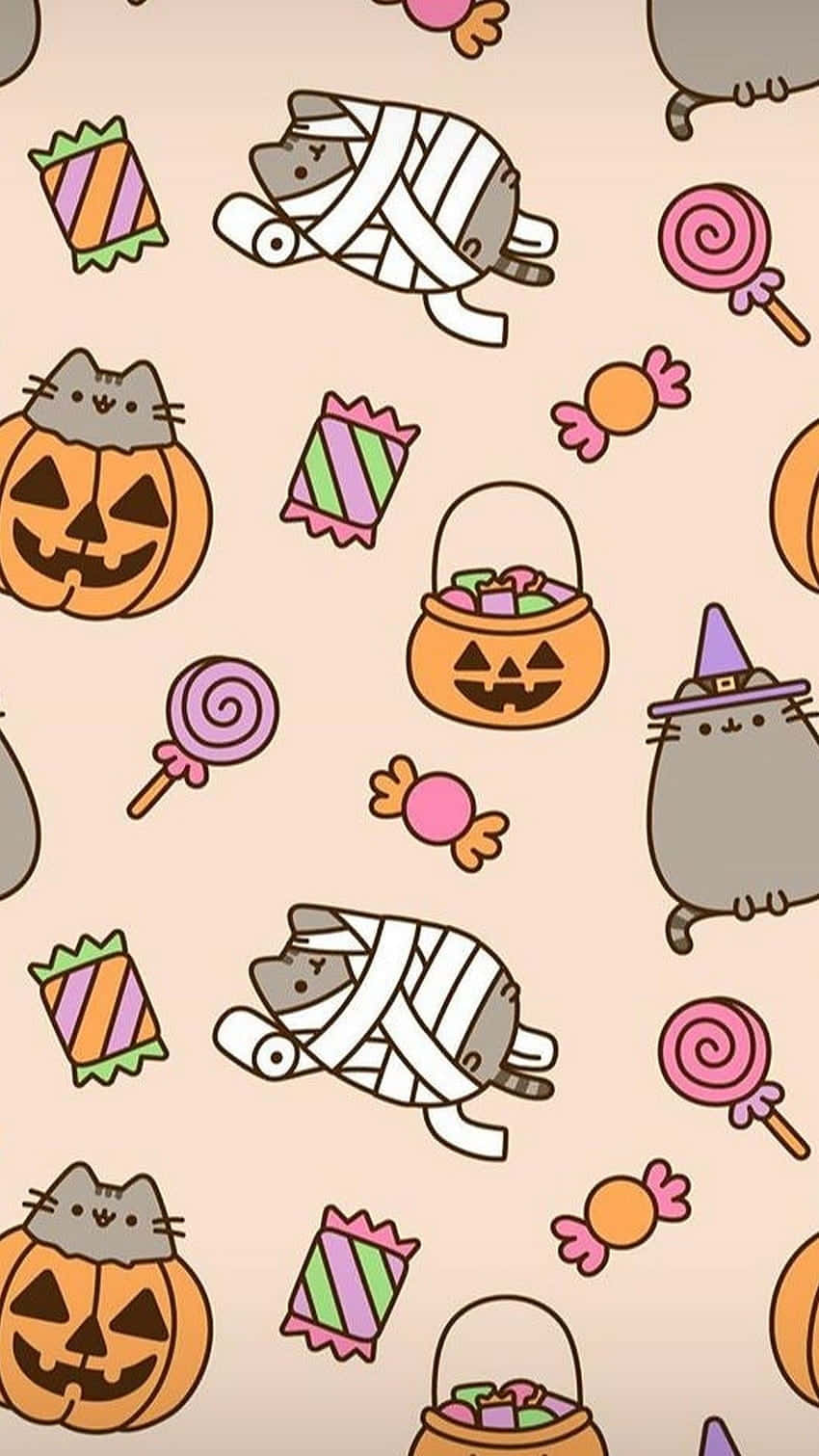 Söpö sarjakuva iPhone Halloween-taustakuva Taustakuvat