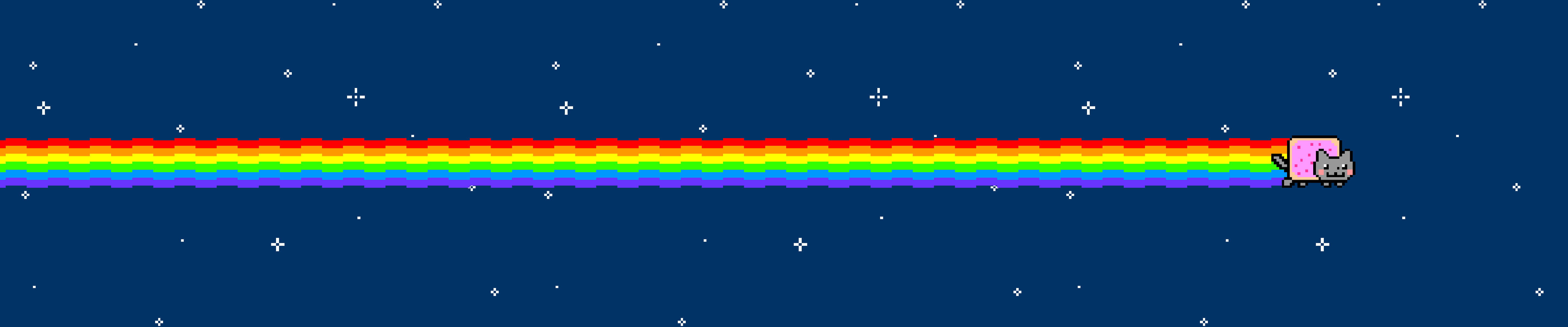Söpö sateenkaari-Nyan-kissa pikseli 3 -näytön taustakuva Taustakuvat