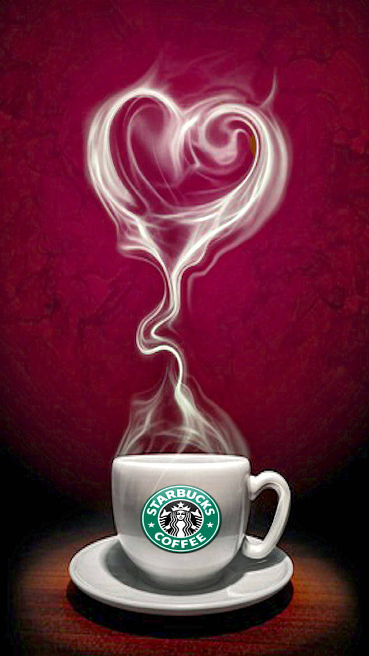 Söpö Starbucks-sydänhöyrytaide Taustakuvat