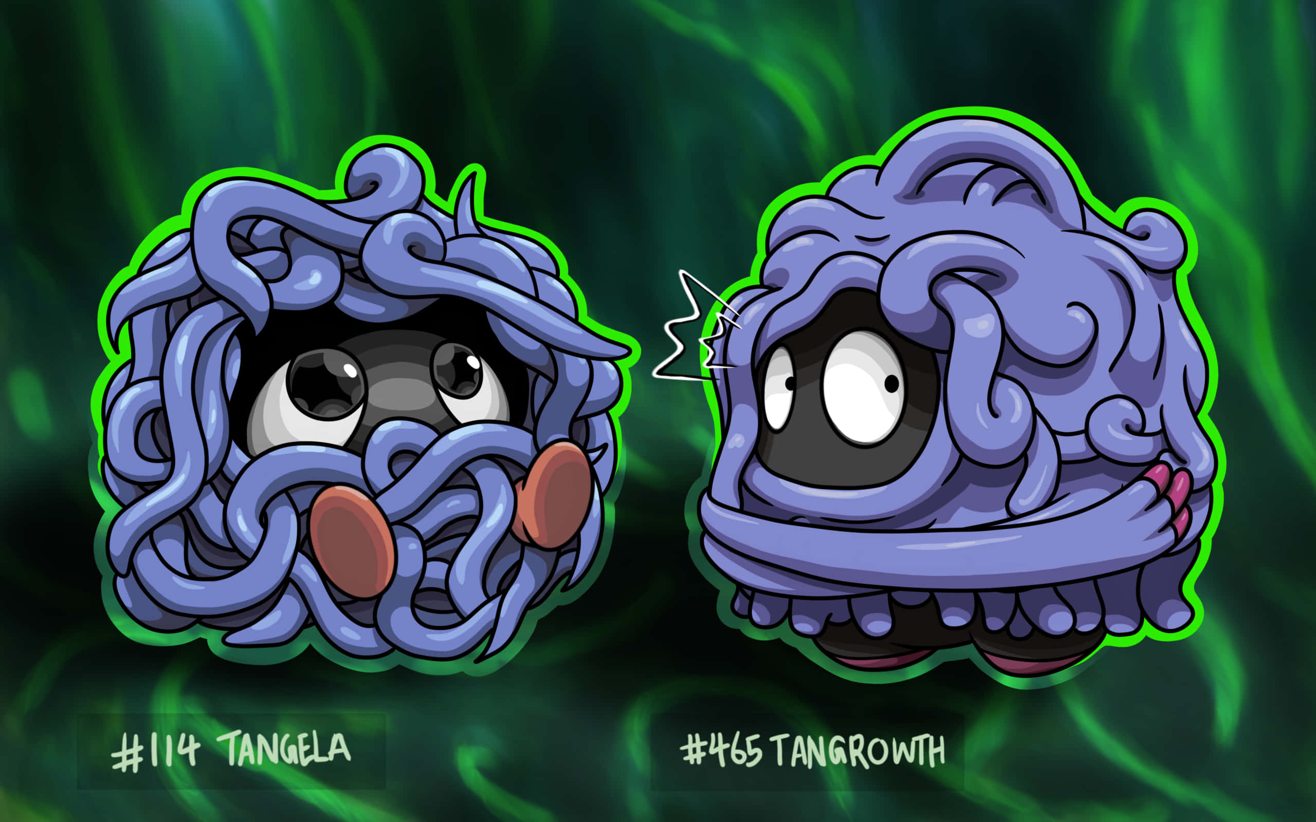 Söpö Tangela- ja Tangrowth-taiteilu Taustakuvat