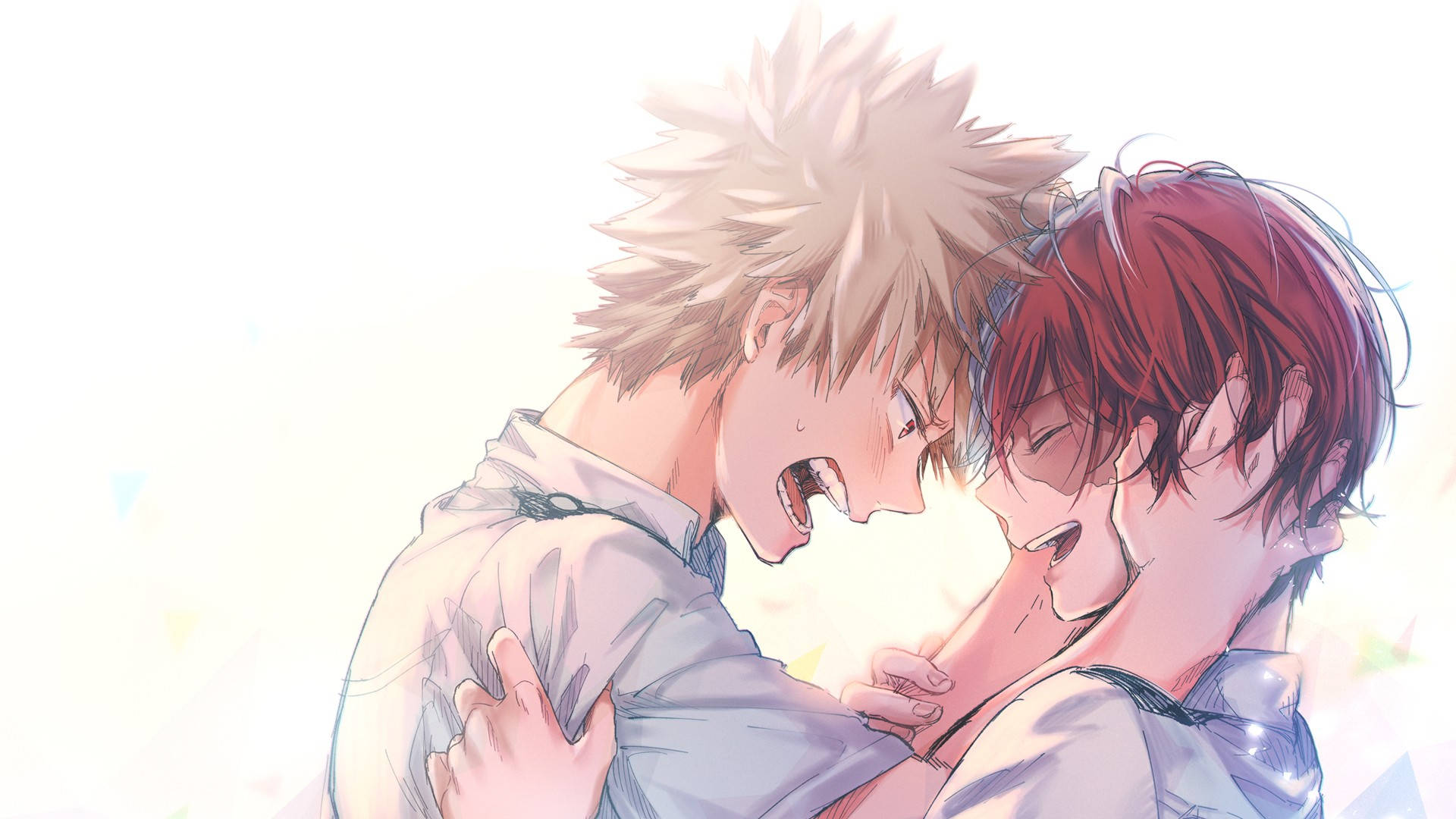 Söpö Todoroki ja Bakugo valkoisella Taustakuvat