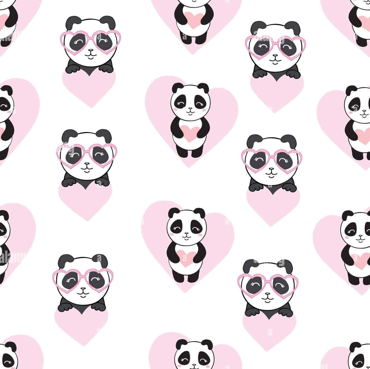 Söpö tyttömäinen panda sydänvektori Taustakuvat