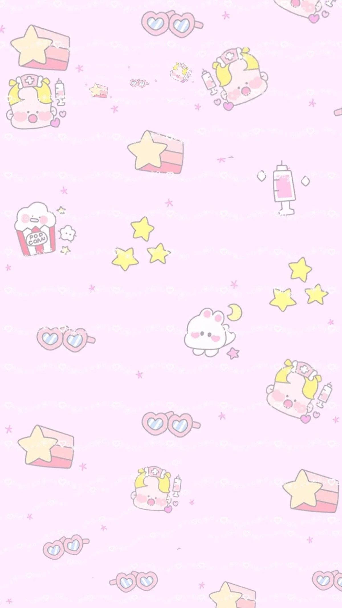 Söpö vaaleanpunainen kawaii-teemainen iPad-taustakuva Taustakuvat