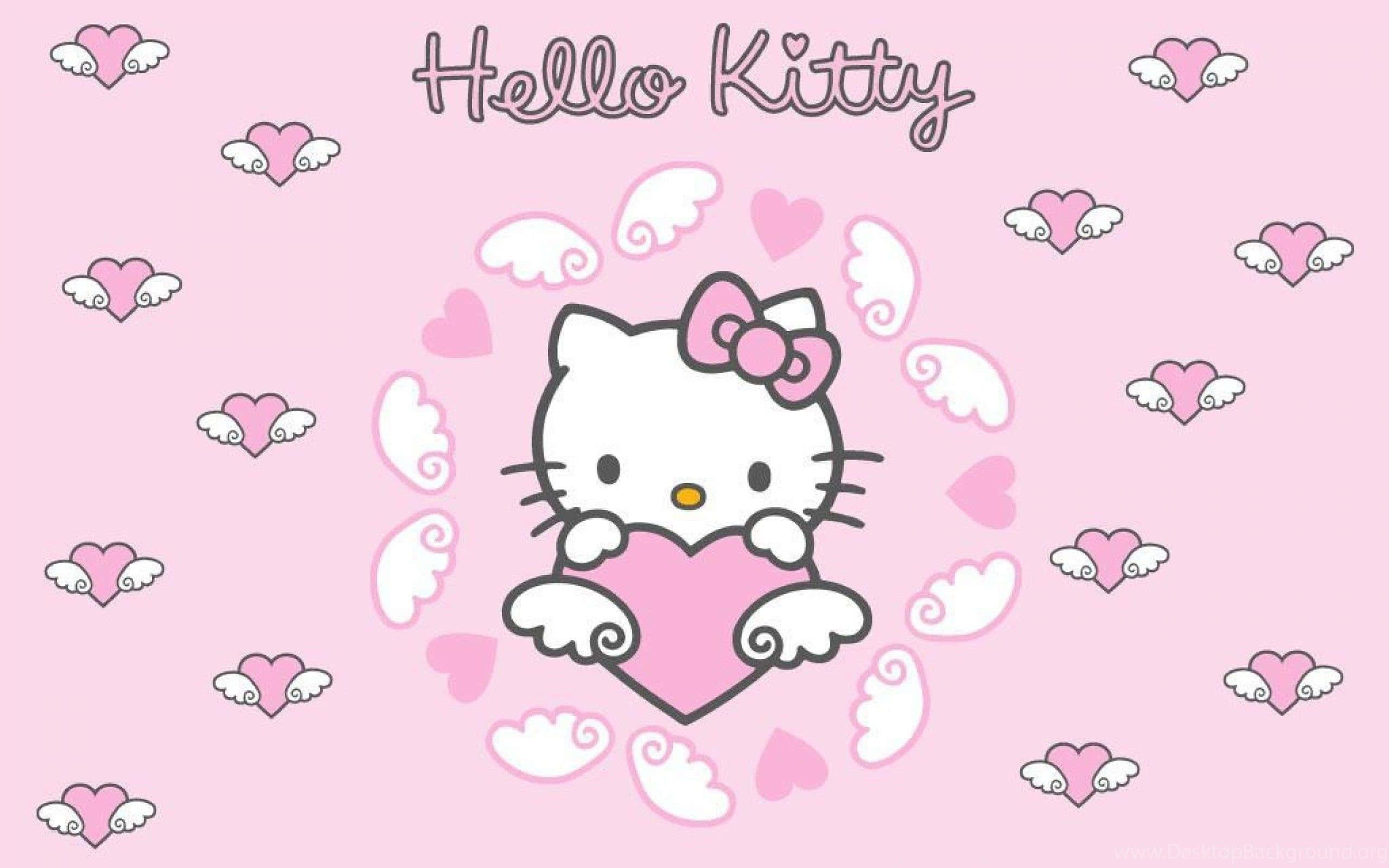 Söpö vaaleanpunainen Hello Kitty sydänsiivet Taustakuvat
