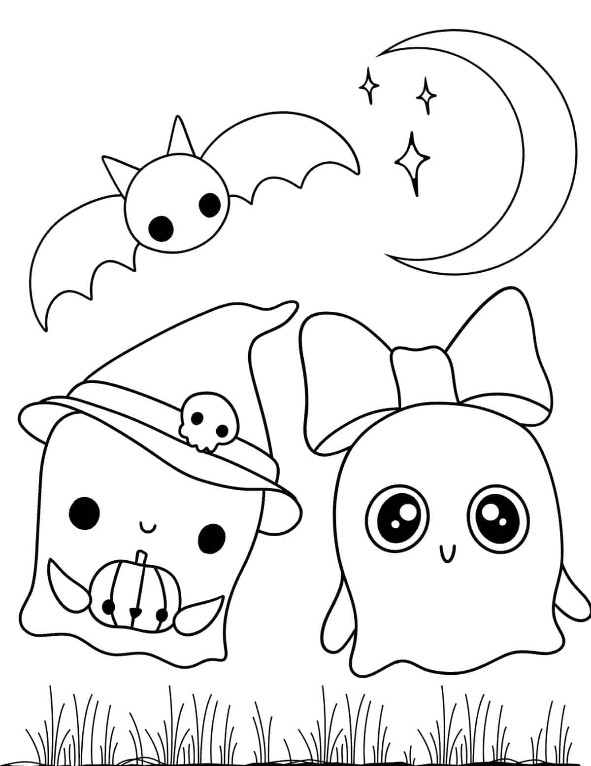 Söpö kummitus Halloween-värityskuva Taustakuvat