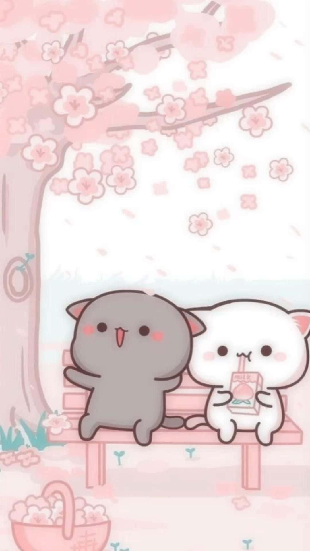 Söpöt kawaii-kissat Peach ja Goma Taustakuvat
